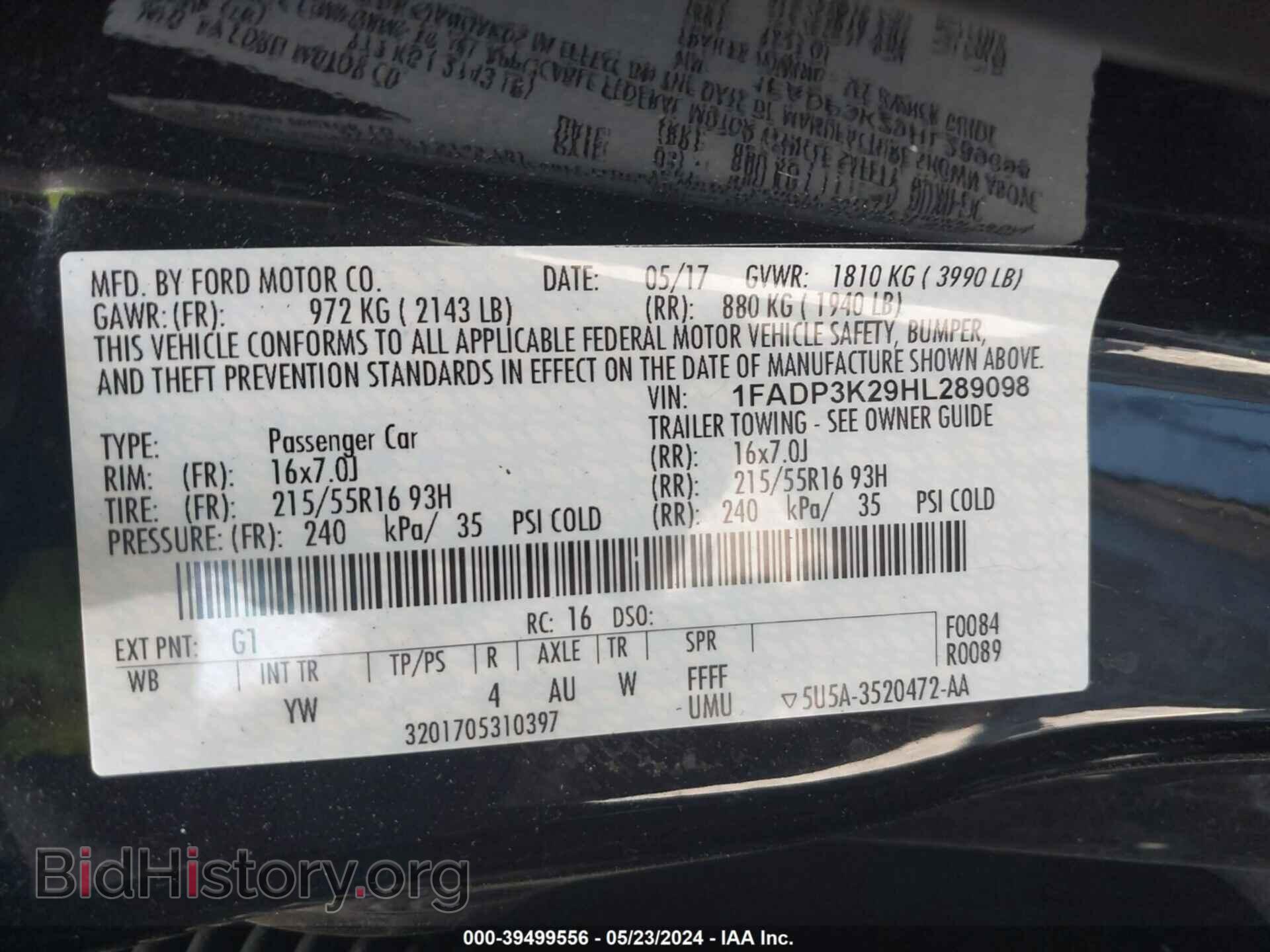 2017 FORD FOCUS - VIN: 1FADP3K29HL289098 - Photo 9