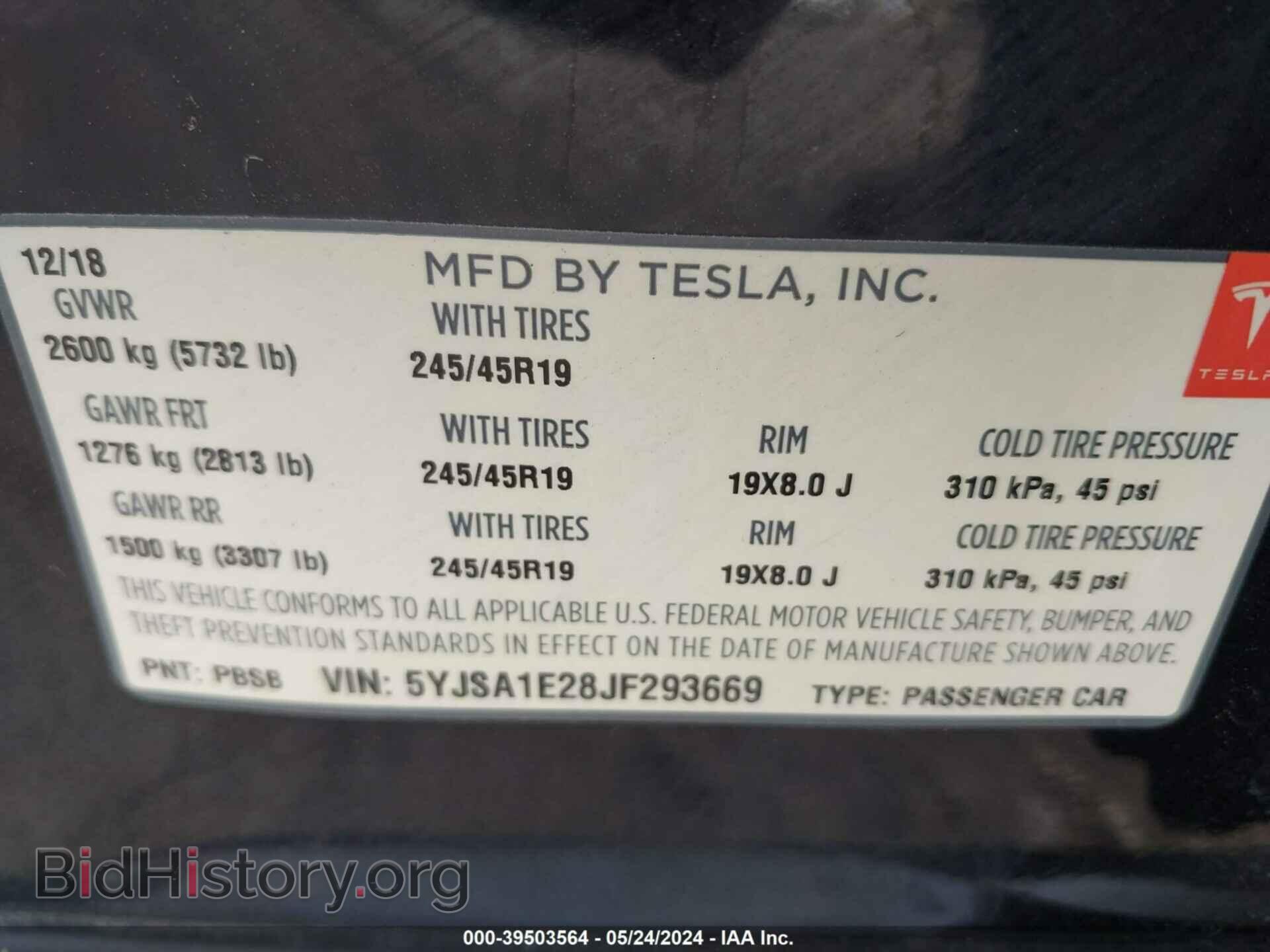 2018 TESLA MODEL S - VIN: 5YJSA1E28JF293669 - Photo 9