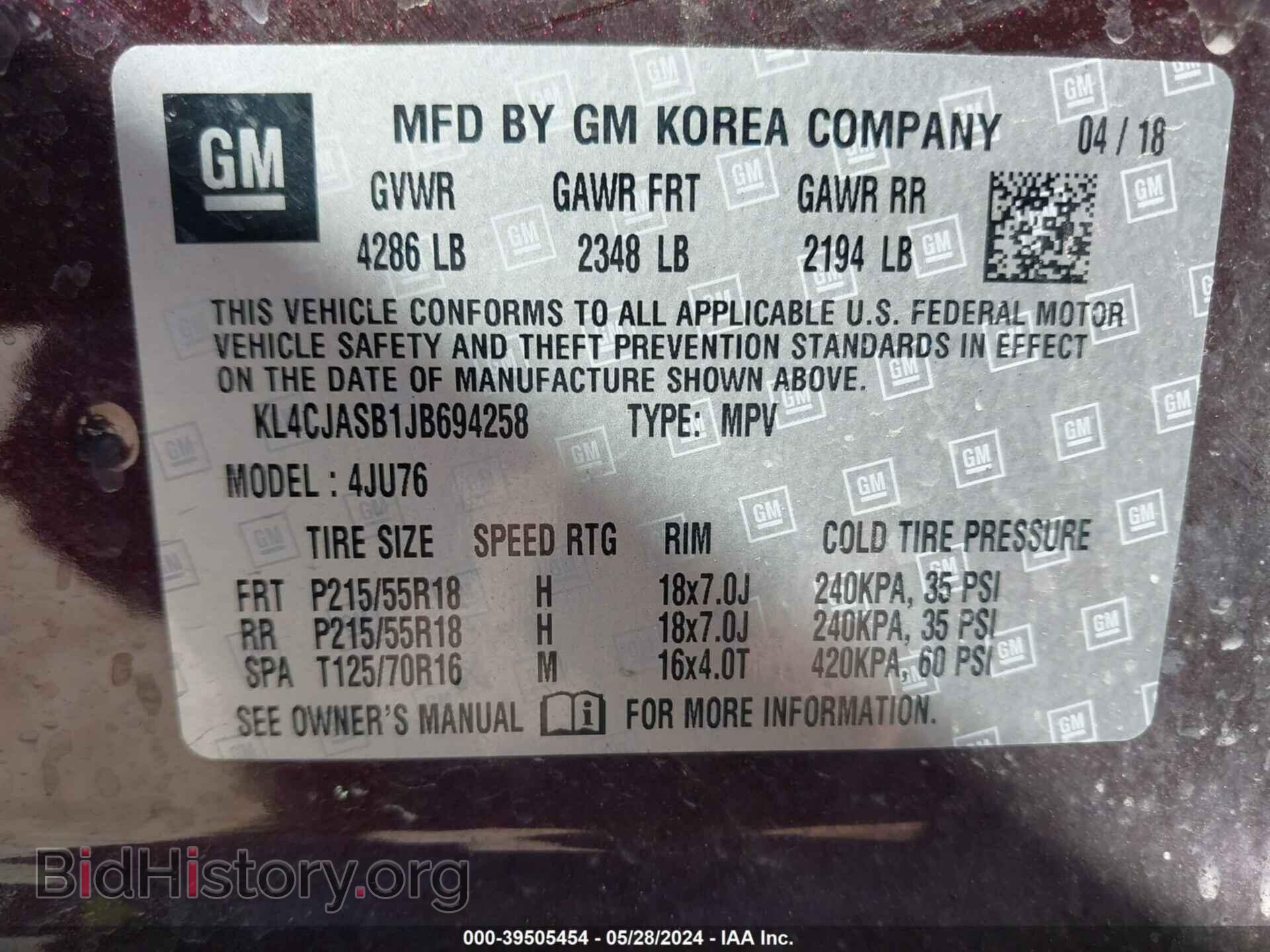 2018 BUICK ENCORE - VIN: KL4CJASB1JB694258 - Photo 9