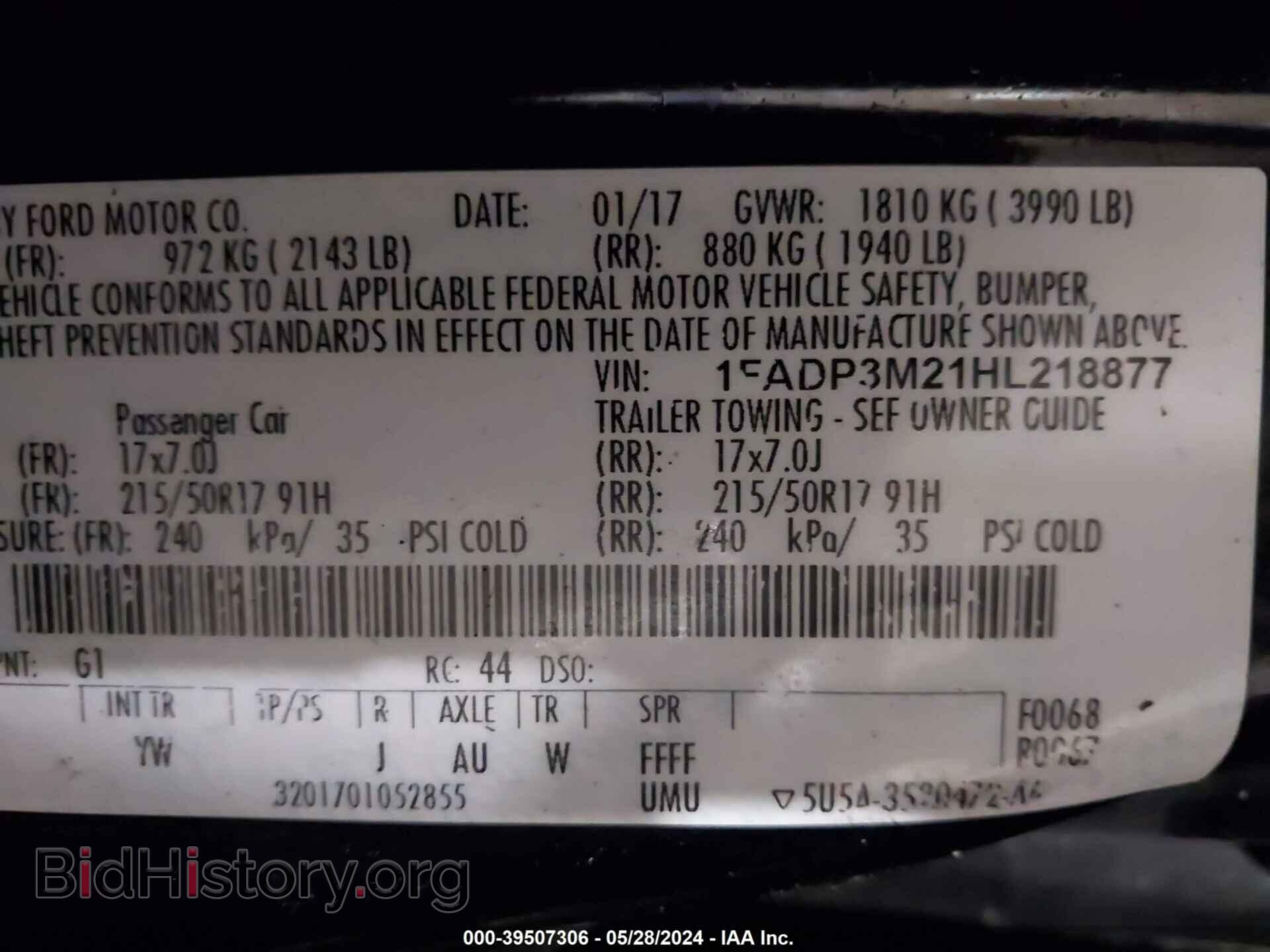 2017 FORD FOCUS - VIN: 1FADP3M21HL218877 - Фото 9