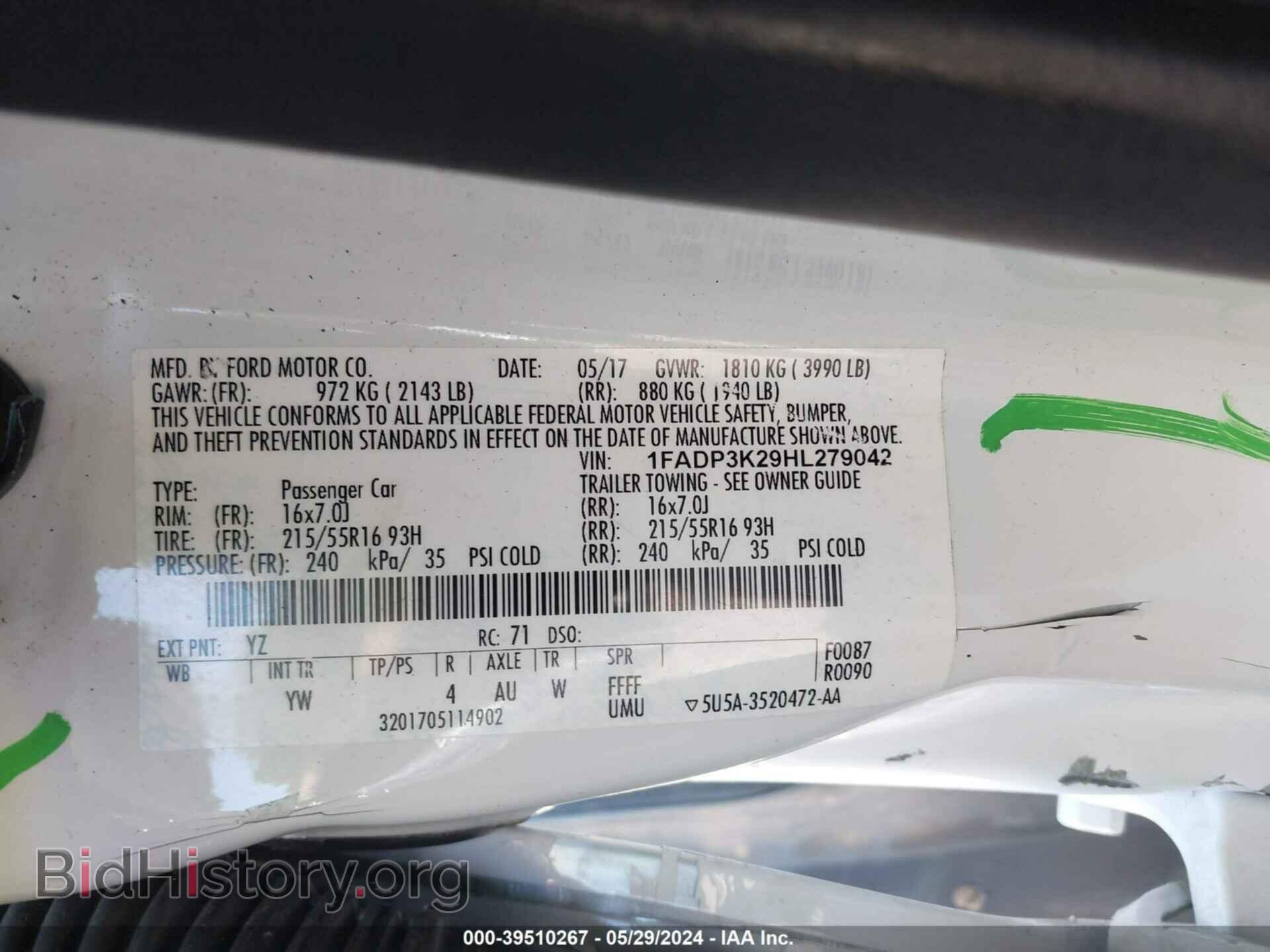 2017 FORD FOCUS - VIN: 1FADP3K29HL279042 - Фото 9