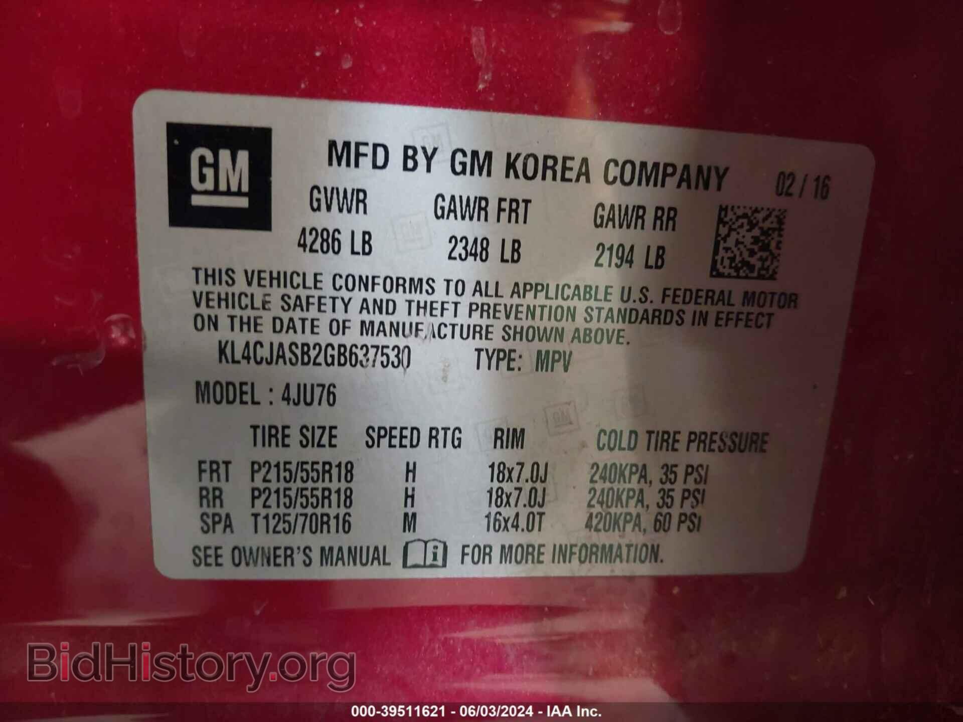 2016 BUICK ENCORE - VIN: KL4CJASB2GB637530 - Фото 9