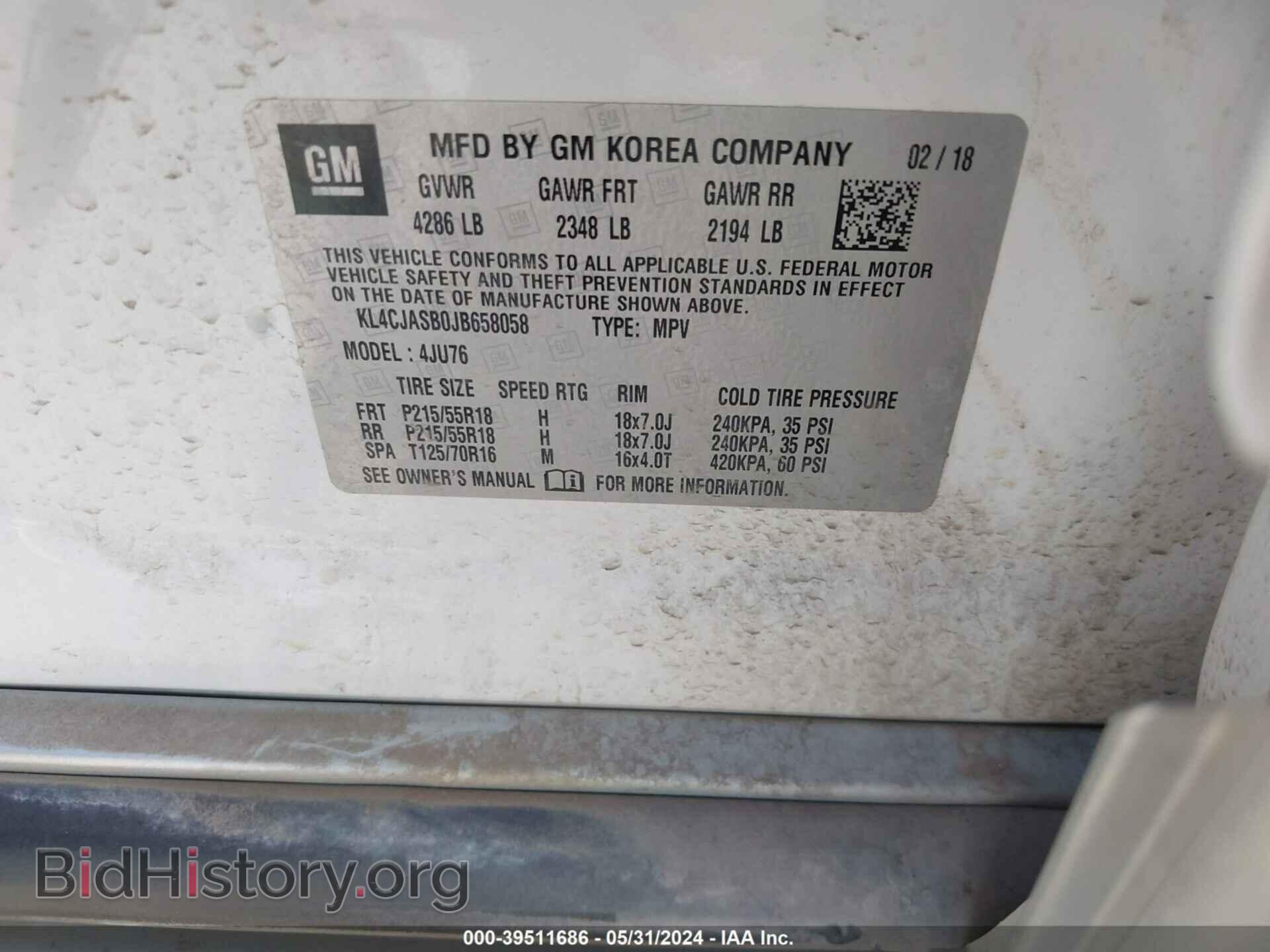 2018 BUICK ENCORE - VIN: KL4CJASB0JB658058 - Фото 9