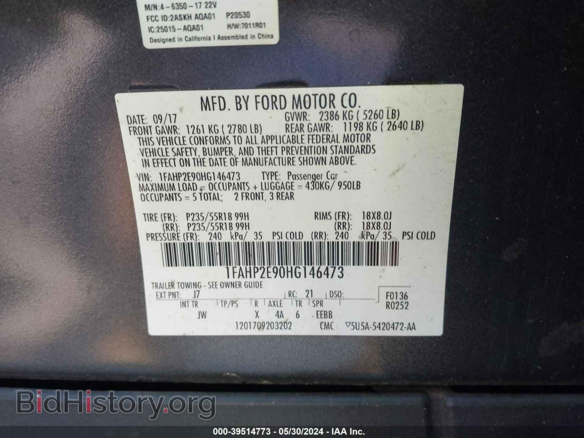 2017 FORD TAURUS - VIN: 1FAHP2E90HG146473 - Photo 9