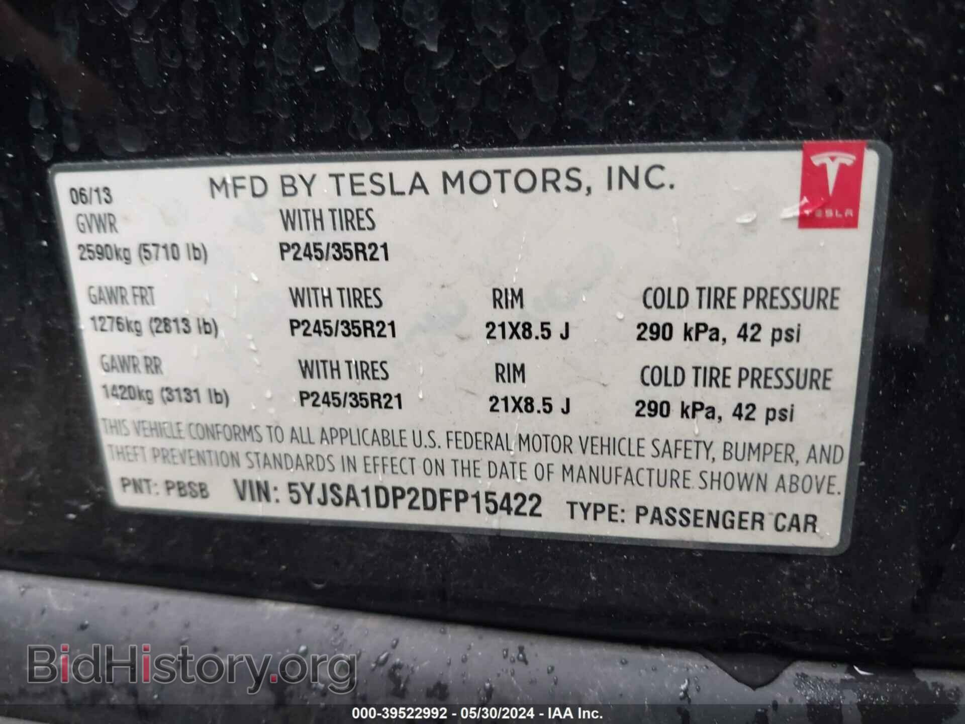 2013 TESLA MODEL S - VIN: 5YJSA1DP2DFP15422 - Photo 9