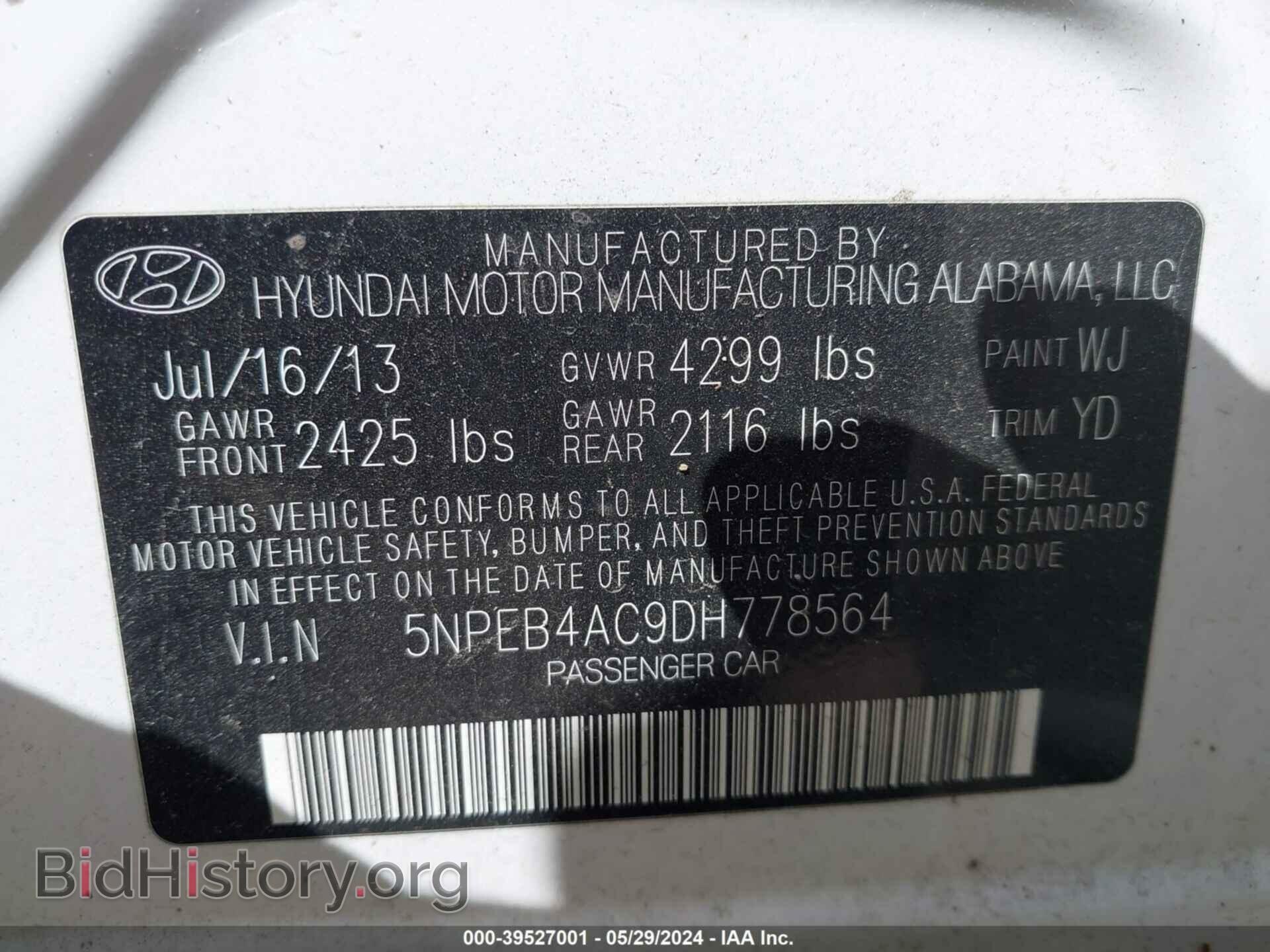 2013 HYUNDAI SONATA - VIN: 5NPEB4AC9DH778564 - Photo 9