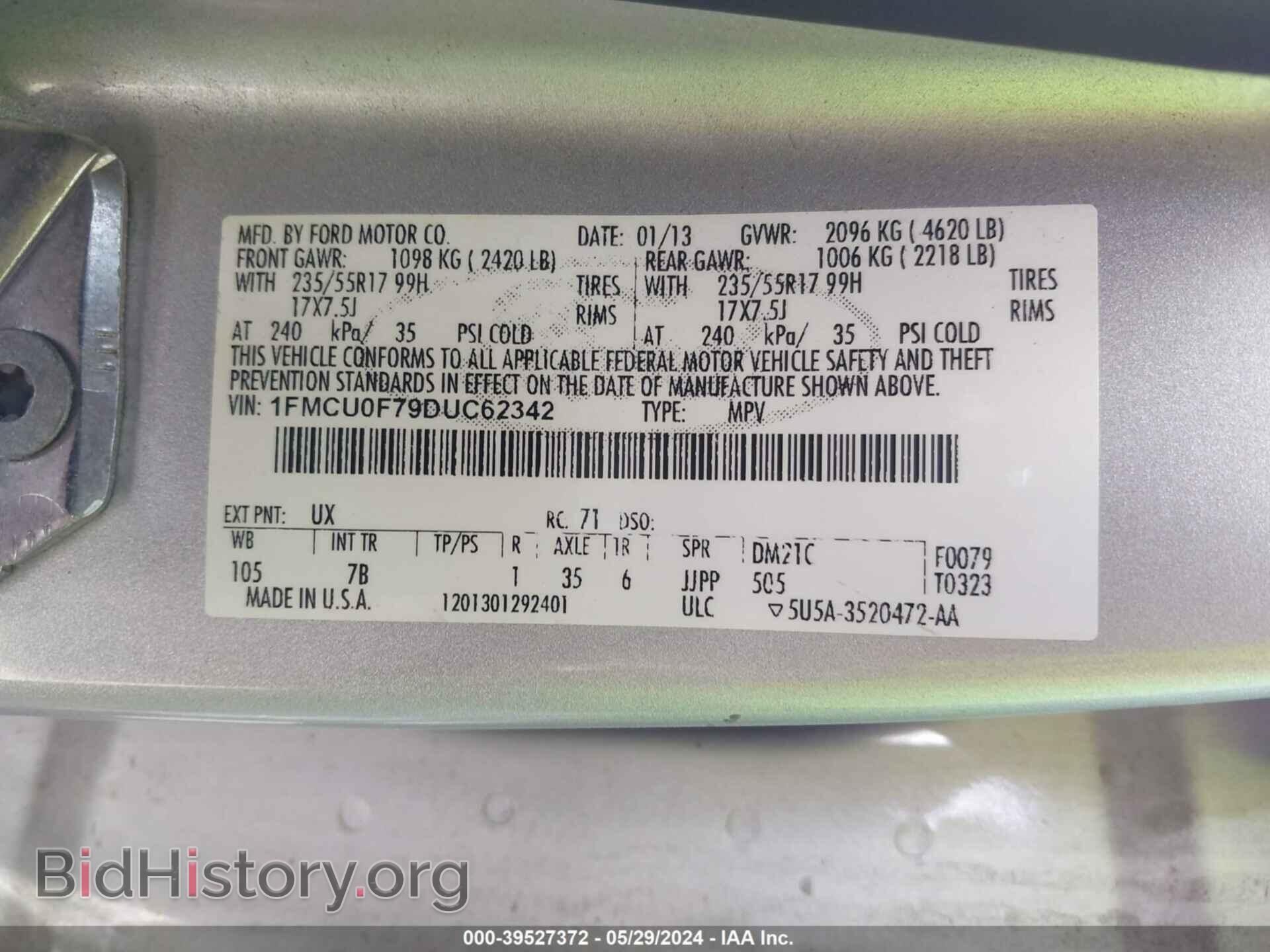 2013 FORD ESCAPE - VIN: 1FMCU0F79DUC62342 - Photo 9