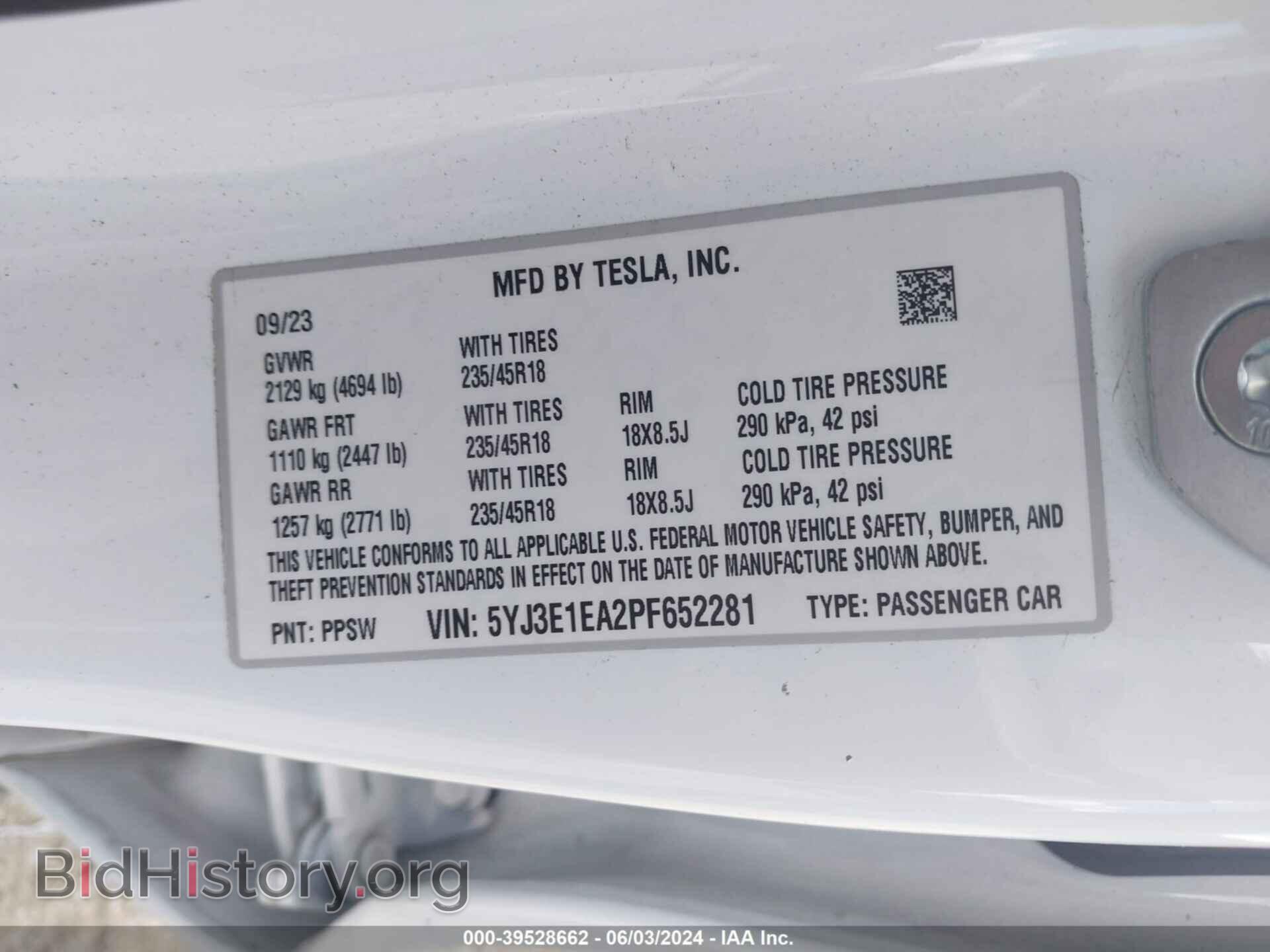 2023 TESLA MODEL 3 - VIN: 5YJ3E1EA2PF652281 - Фото 9