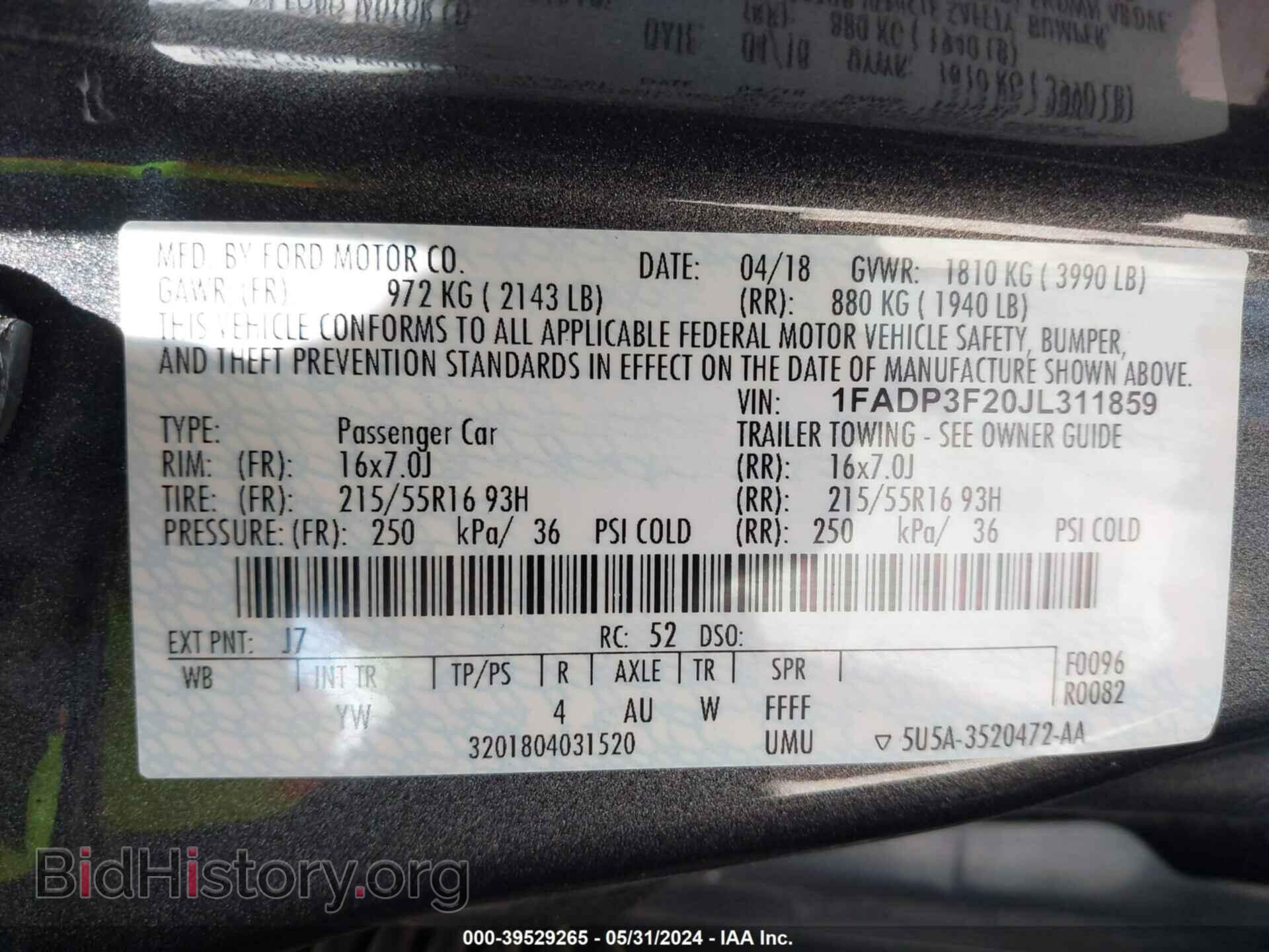 2018 FORD FOCUS - VIN: 1FADP3F20JL311859 - Photo 9