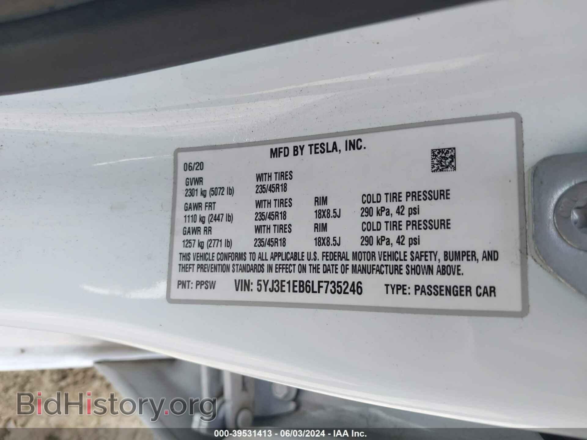 2020 TESLA MODEL 3 - VIN: 5YJ3E1EB6LF735246 - Фото 9