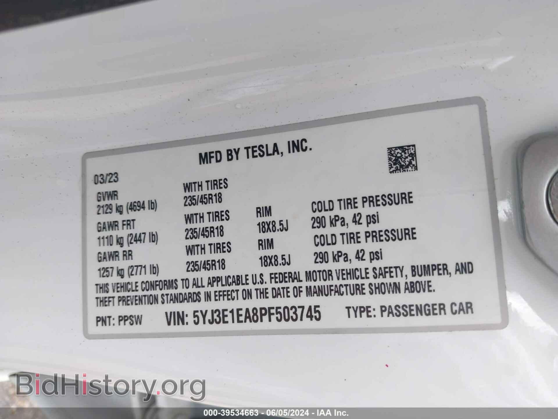 2023 TESLA MODEL 3 - VIN: 5YJ3E1EA8PF503745 - Фото 9