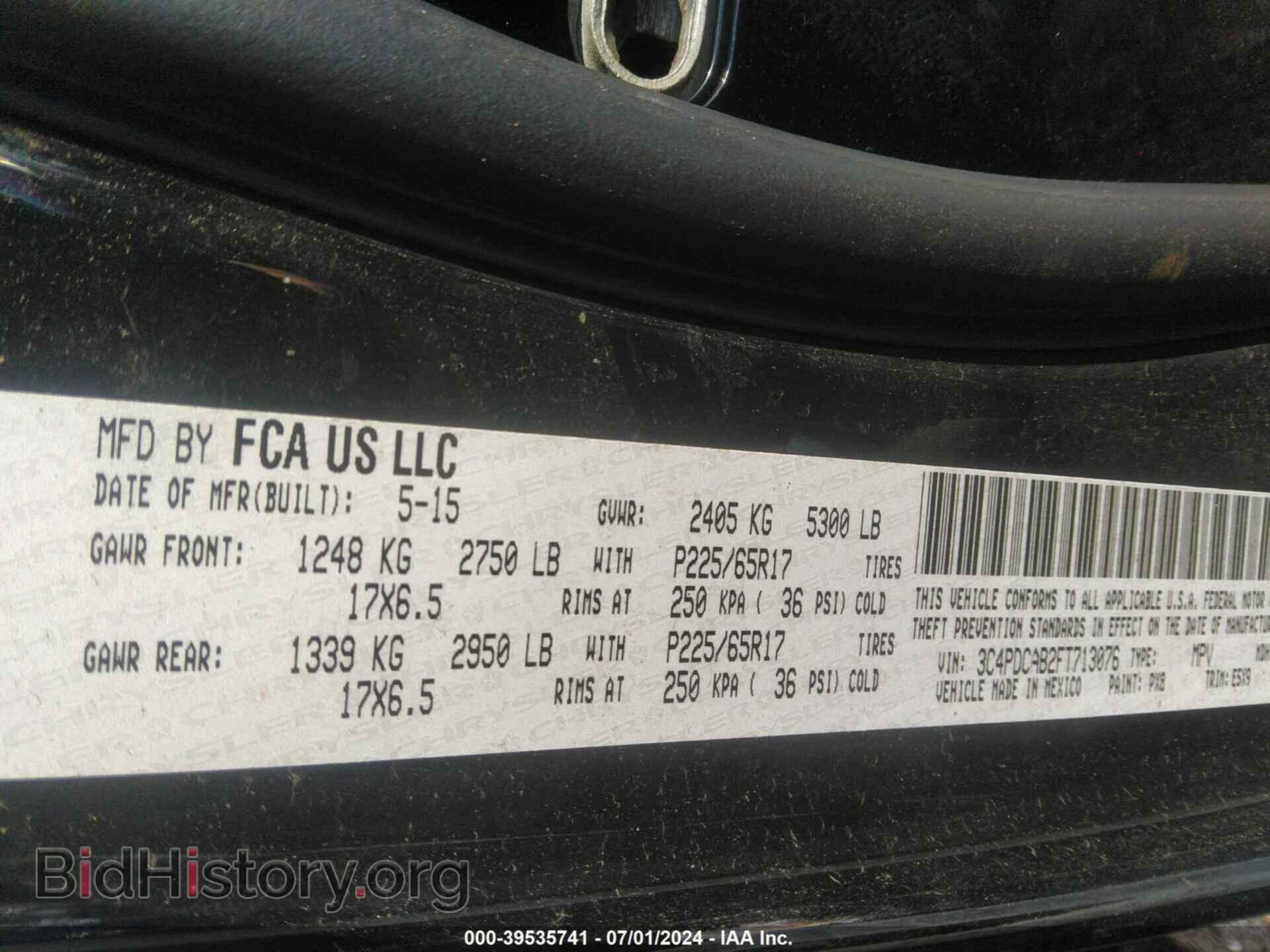 2015 DODGE JOURNEY - VIN: 3C4PDCAB2FT713076 - Фото 9