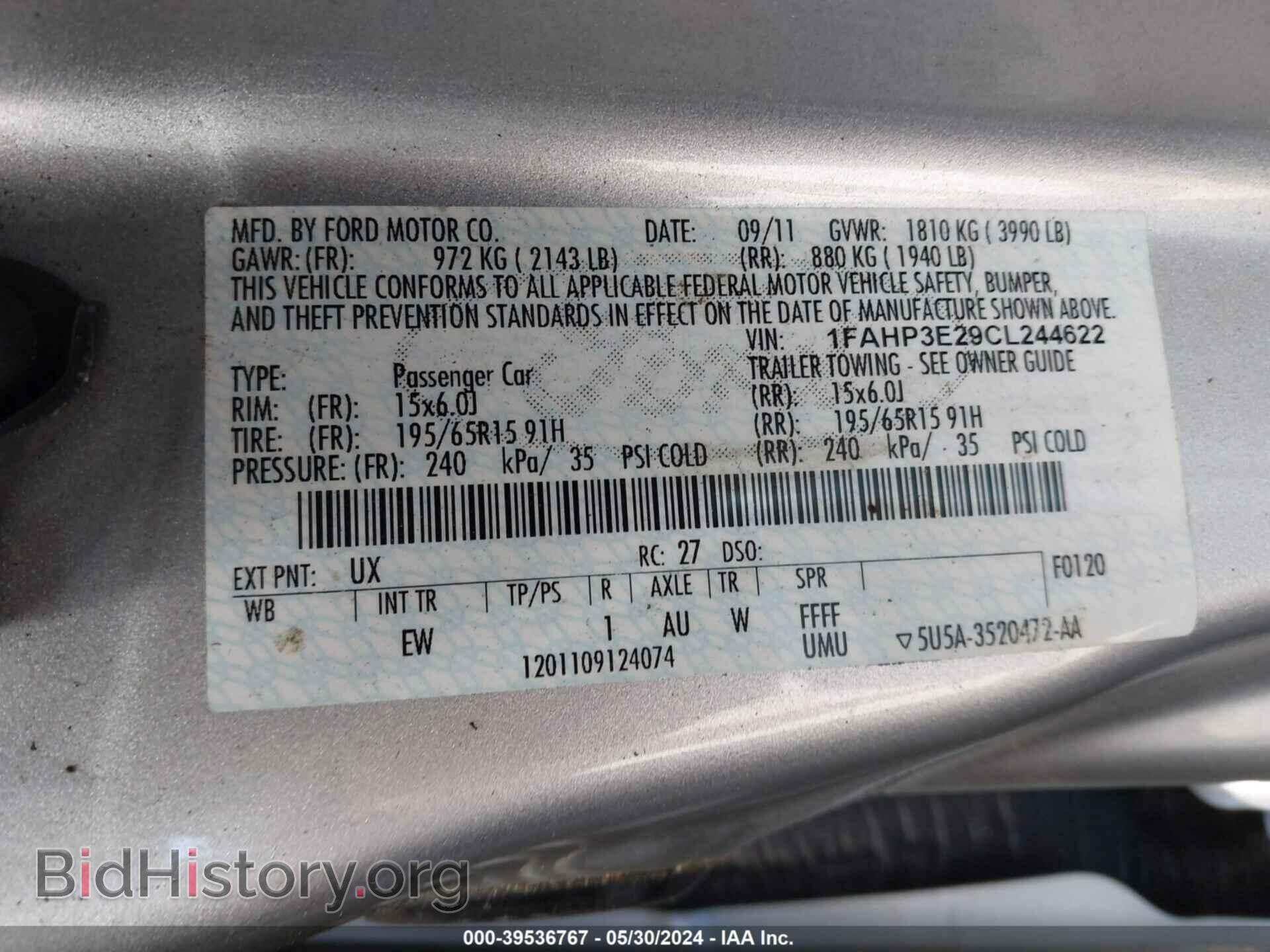 2012 FORD FOCUS - VIN: 1FAHP3E29CL244622 - Фото 9