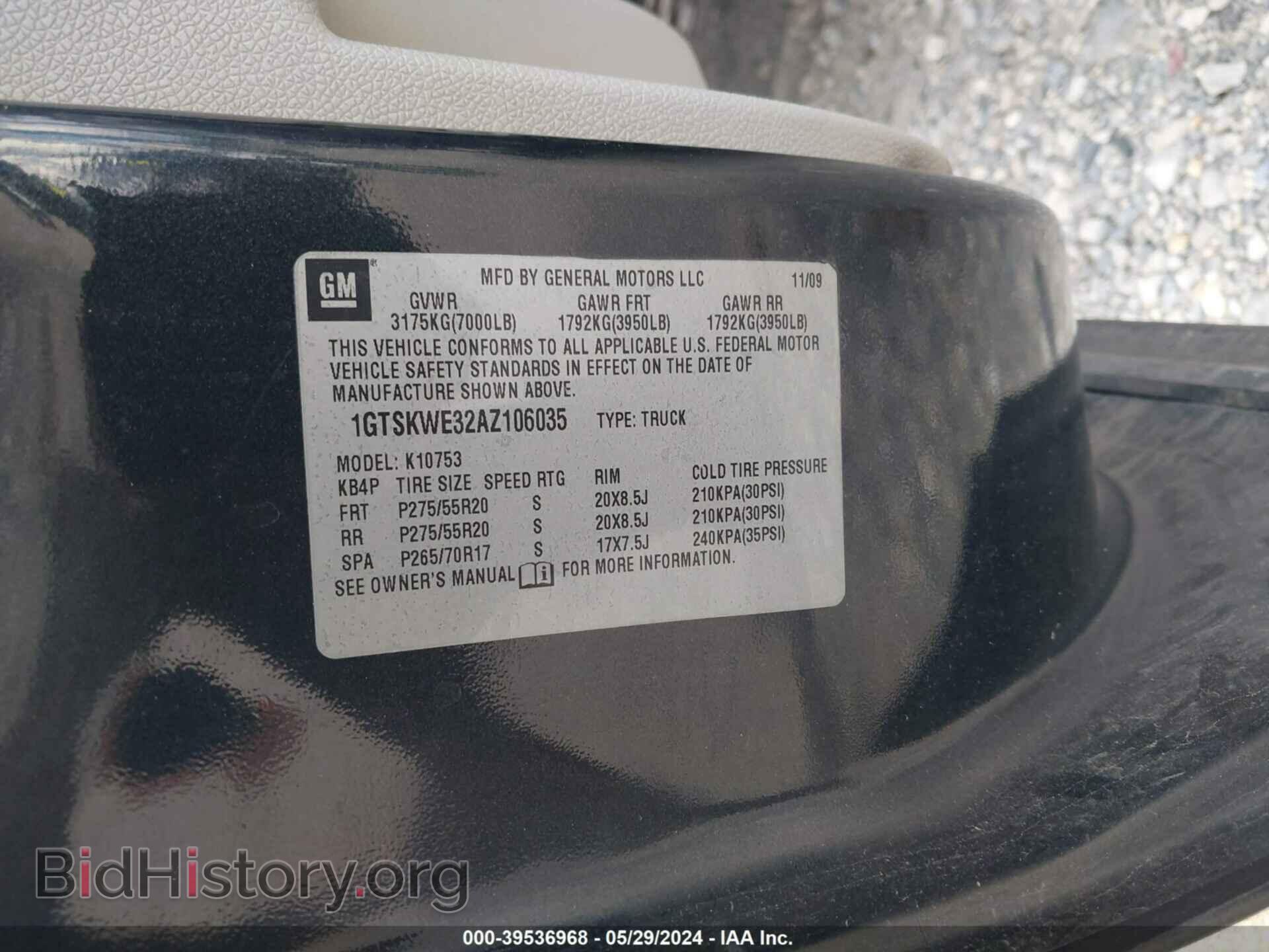 2010 GMC SIERRA 1500 - VIN: 1GTSKWE32AZ106035 - Фото 9