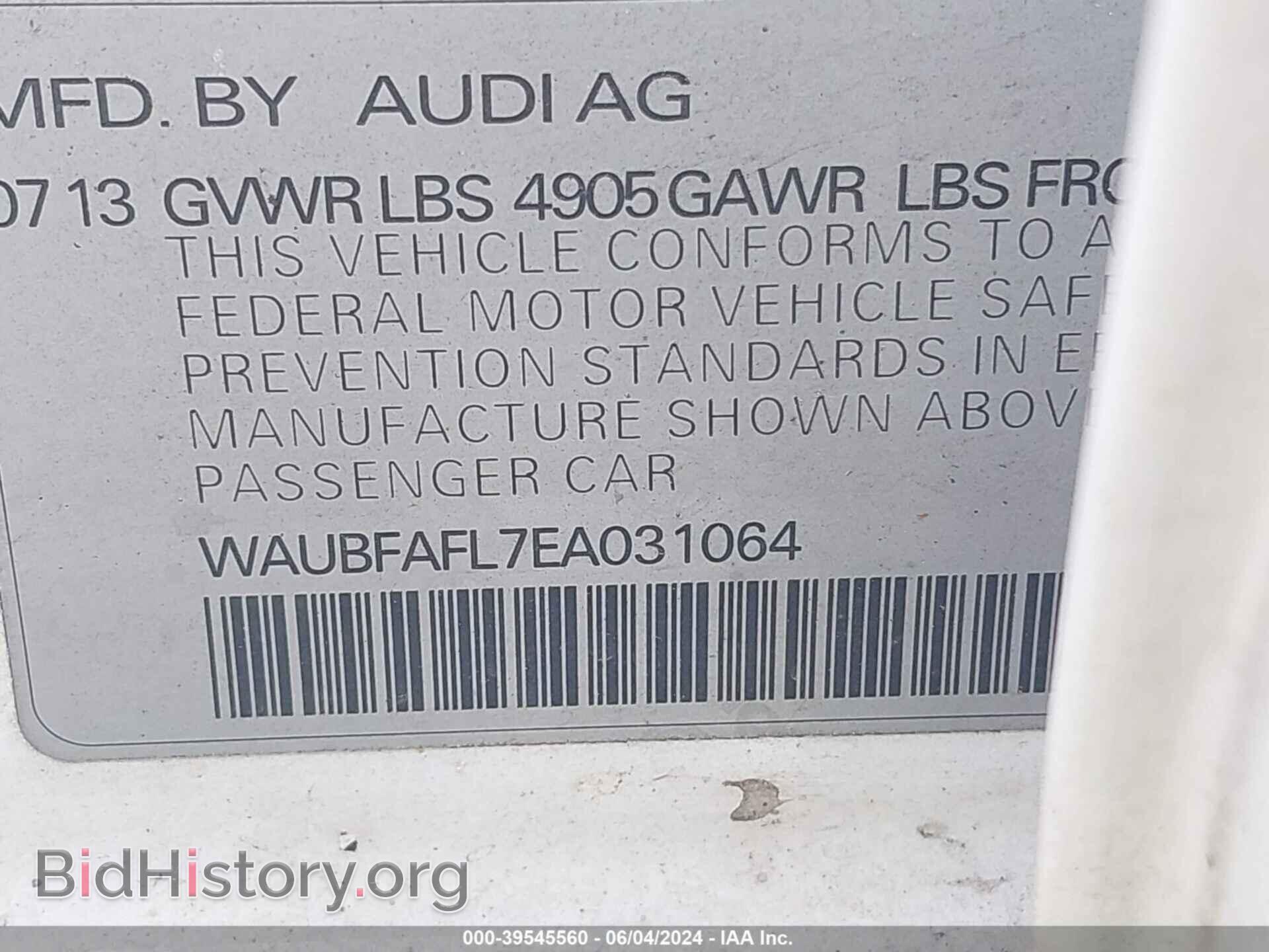 2014 AUDI A4 - VIN: WAUBFAFL7EA031064 - Фото 9