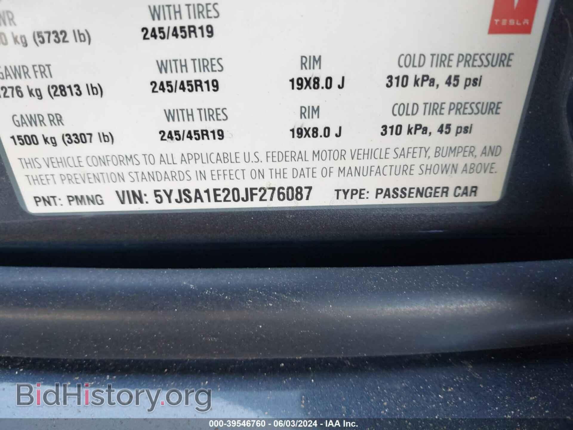 2018 TESLA MODEL S - VIN: 5YJSA1E20JF276087 - Photo 9