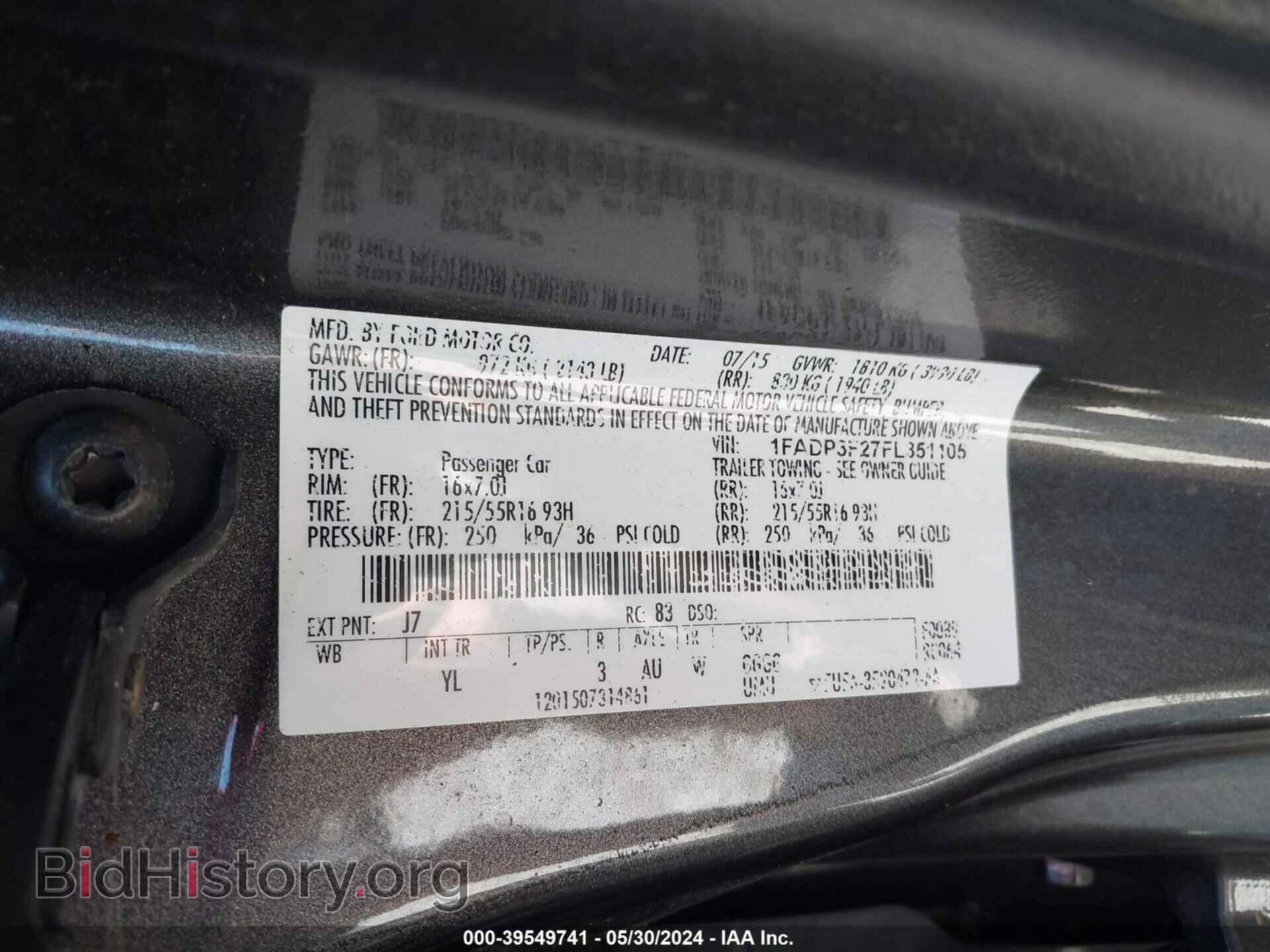 2015 FORD FOCUS - VIN: 1FADP3F27FL351105 - Фото 9