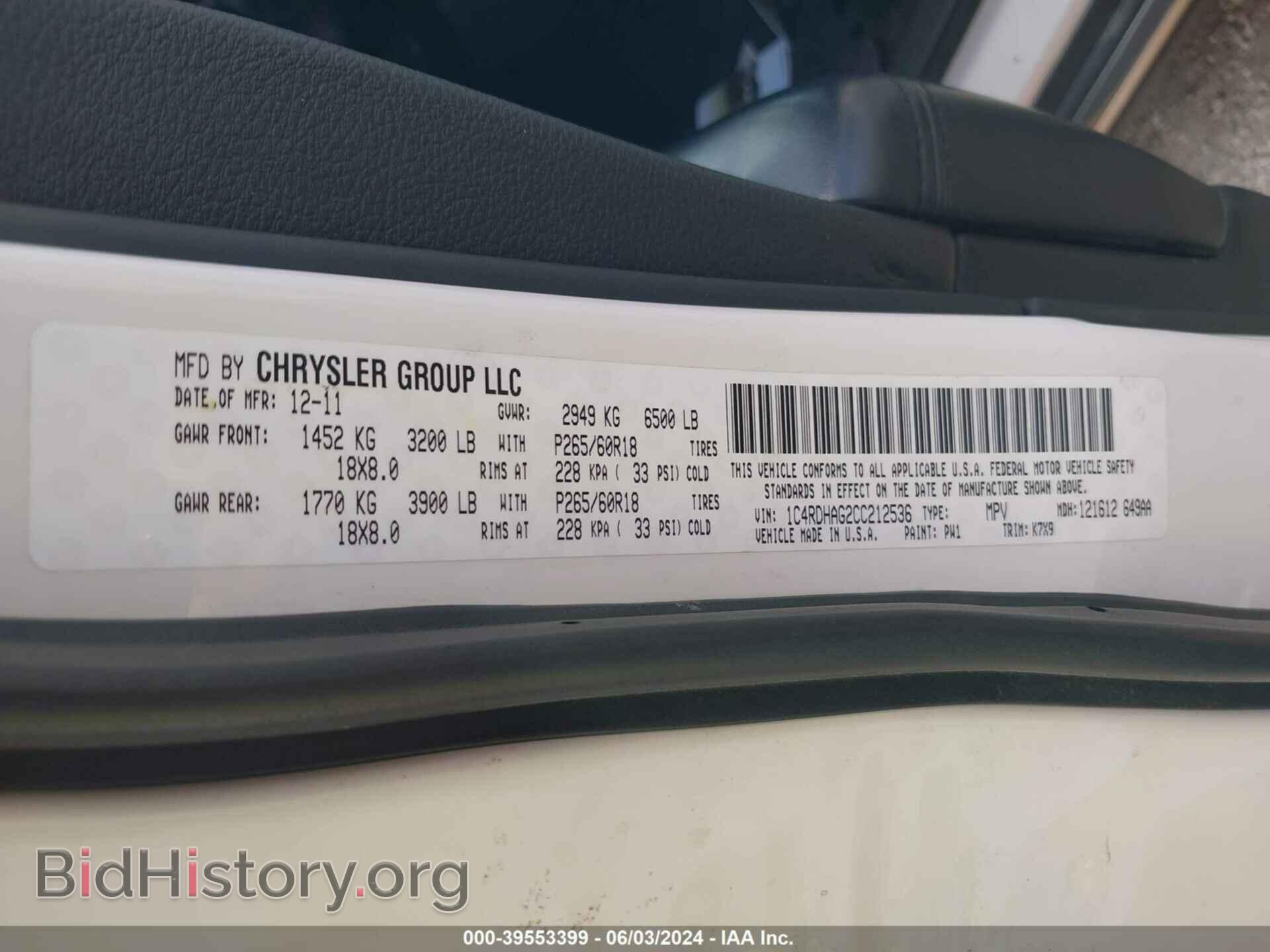 2012 DODGE DURANGO - VIN: 1C4RDHAG2CC212536 - Фото 9