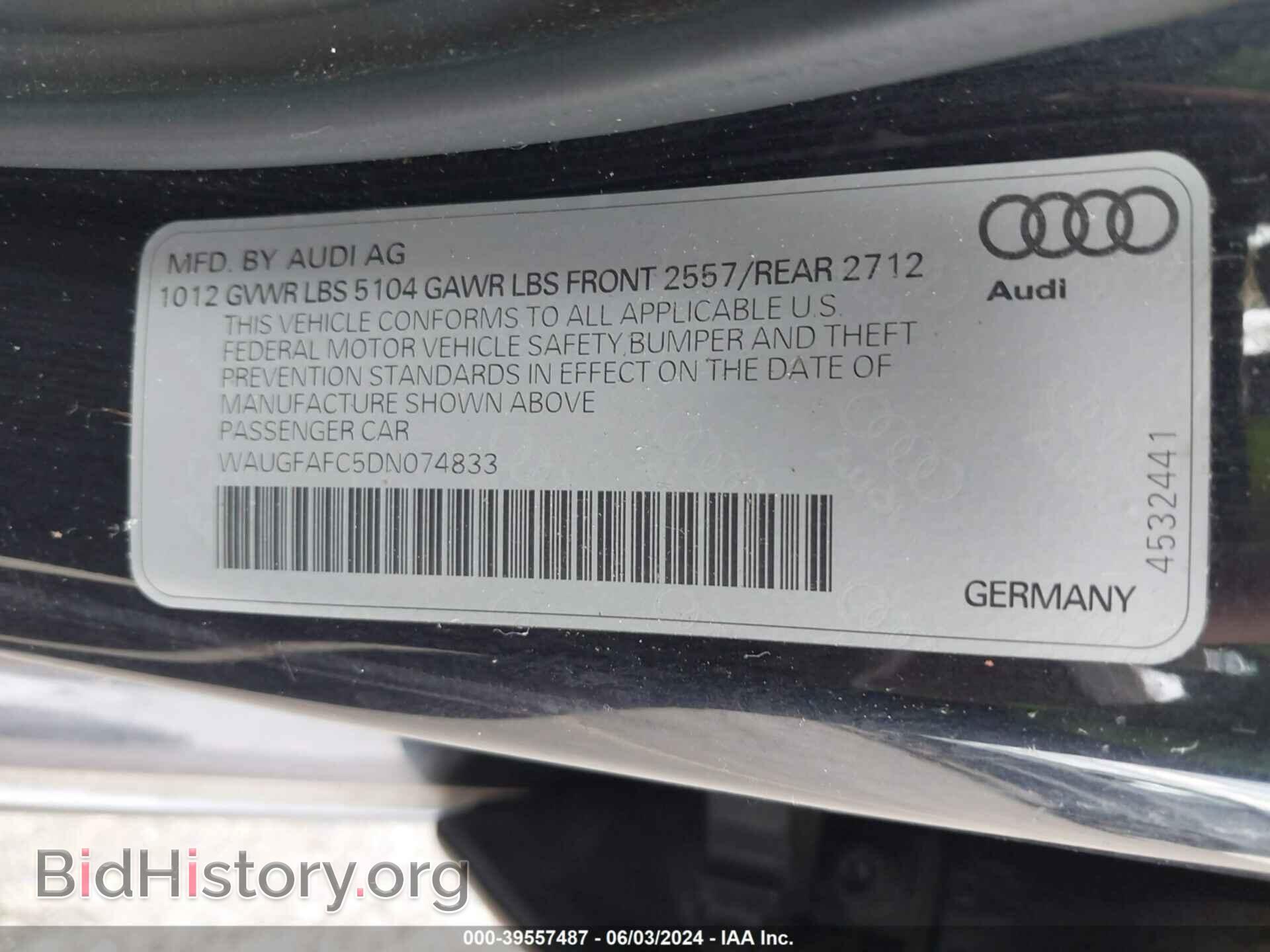 2013 AUDI A6 - VIN: WAUGFAFC5DN074833 - Фото 9