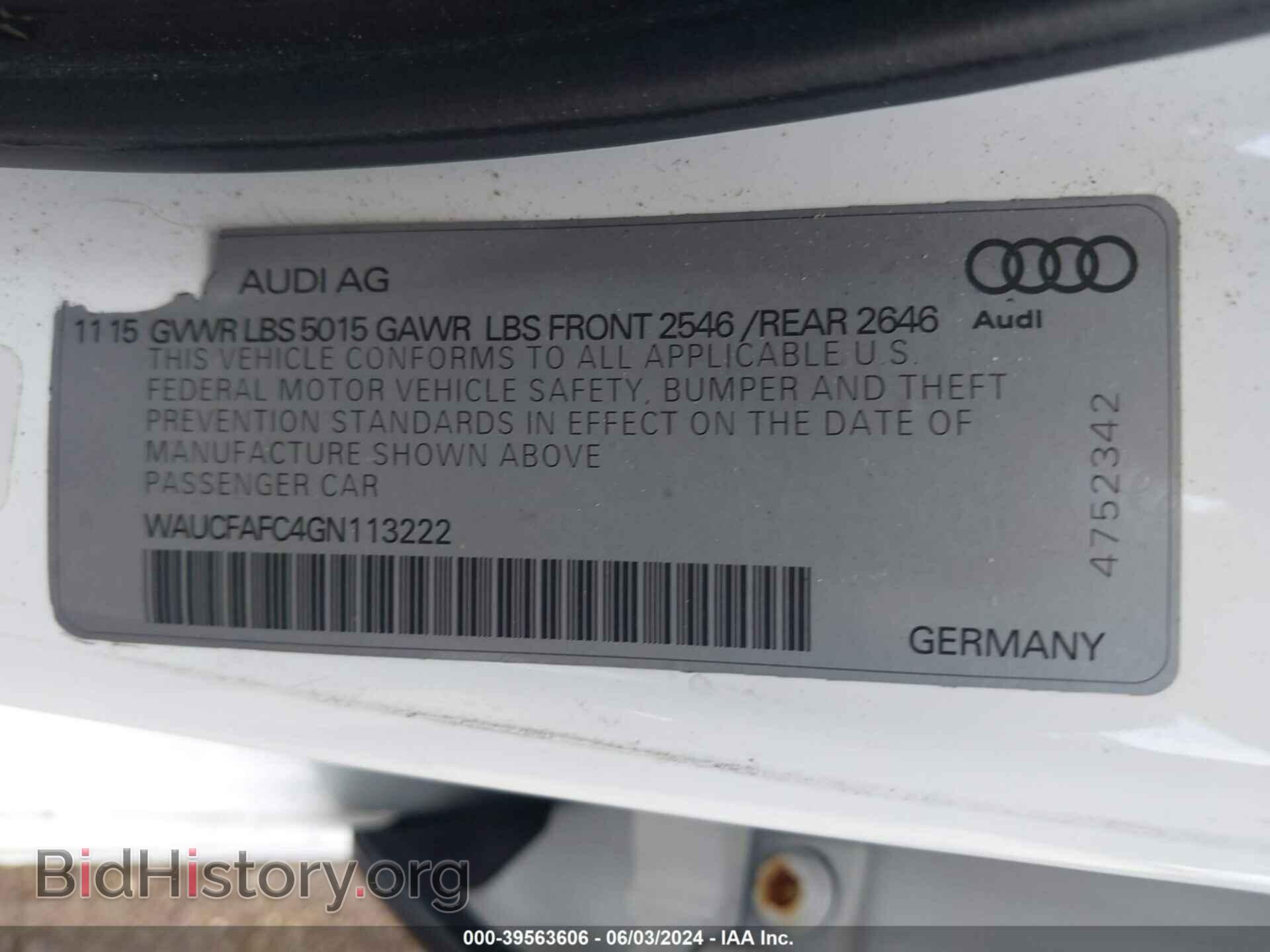 2016 AUDI A6 - VIN: WAUCFAFC4GN113222 - Фото 9