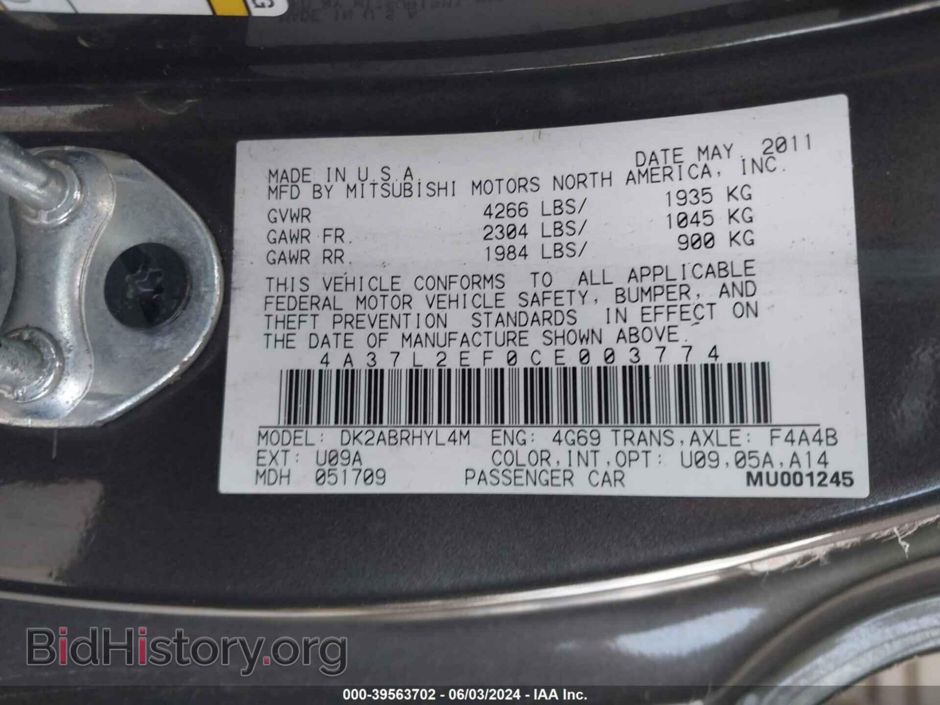 2012 MITSUBISHI ECLIPSE SPYDER - VIN: 4A37L2EF0CE003774 - Photo 9