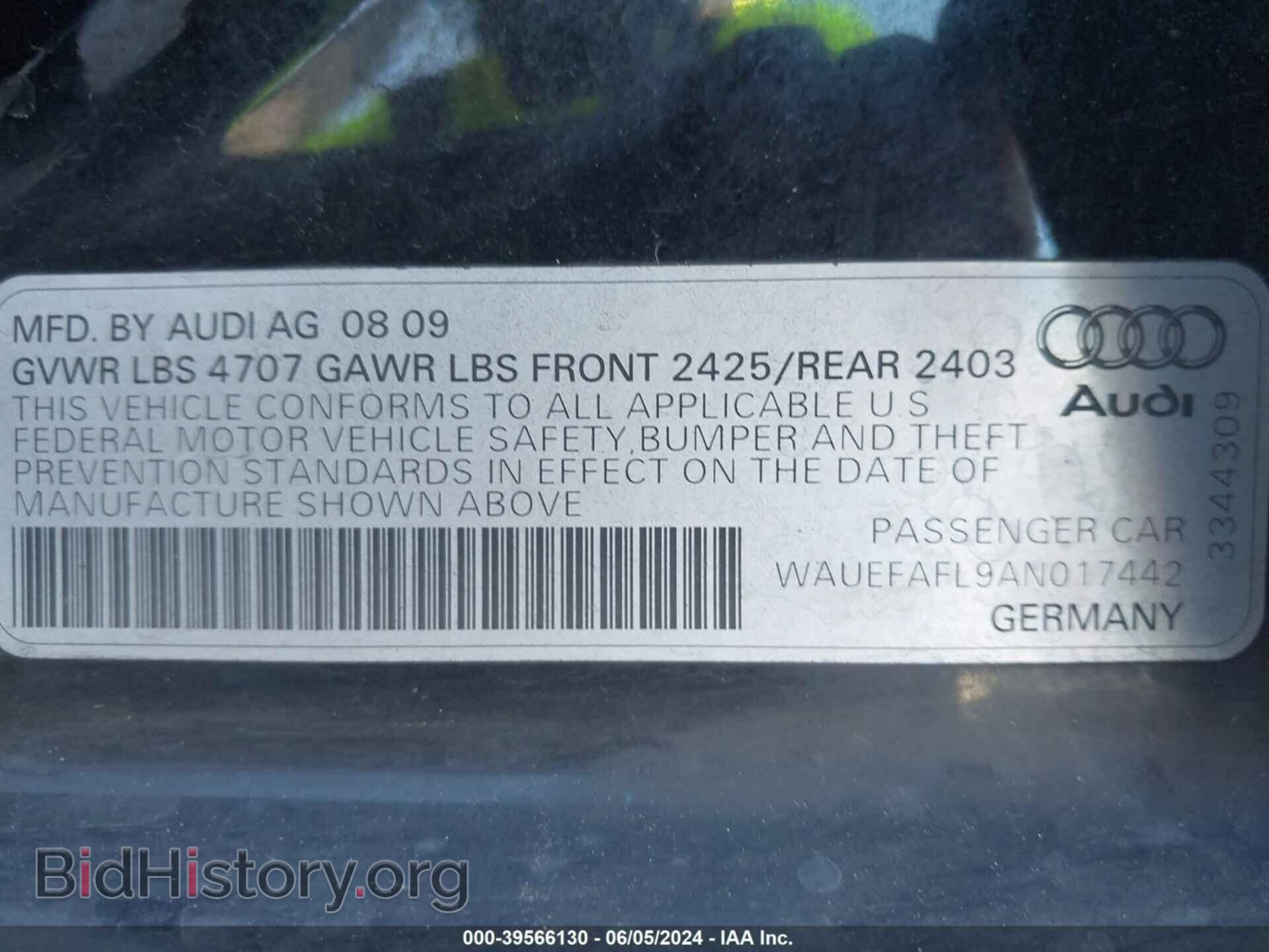 2010 AUDI A4 - VIN: WAUEFAFL9AN017442 - Фото 9