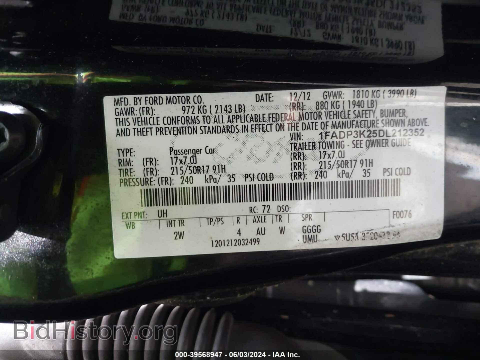 2013 FORD FOCUS - VIN: 1FADP3K25DL212352 - Фото 9