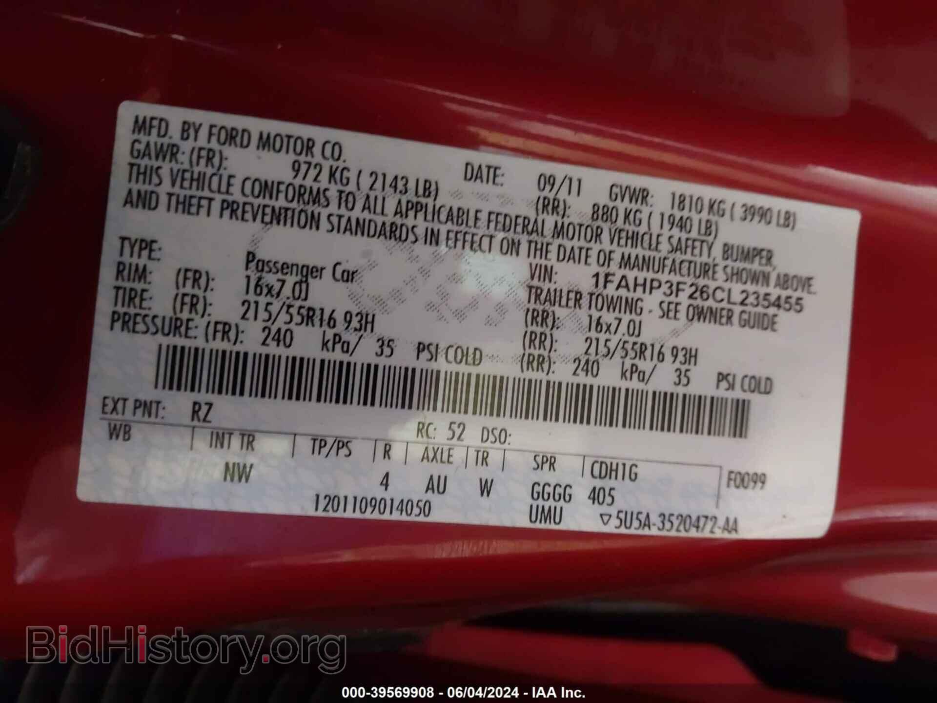 2012 FORD FOCUS - VIN: 1FAHP3F26CL235455 - Фото 9