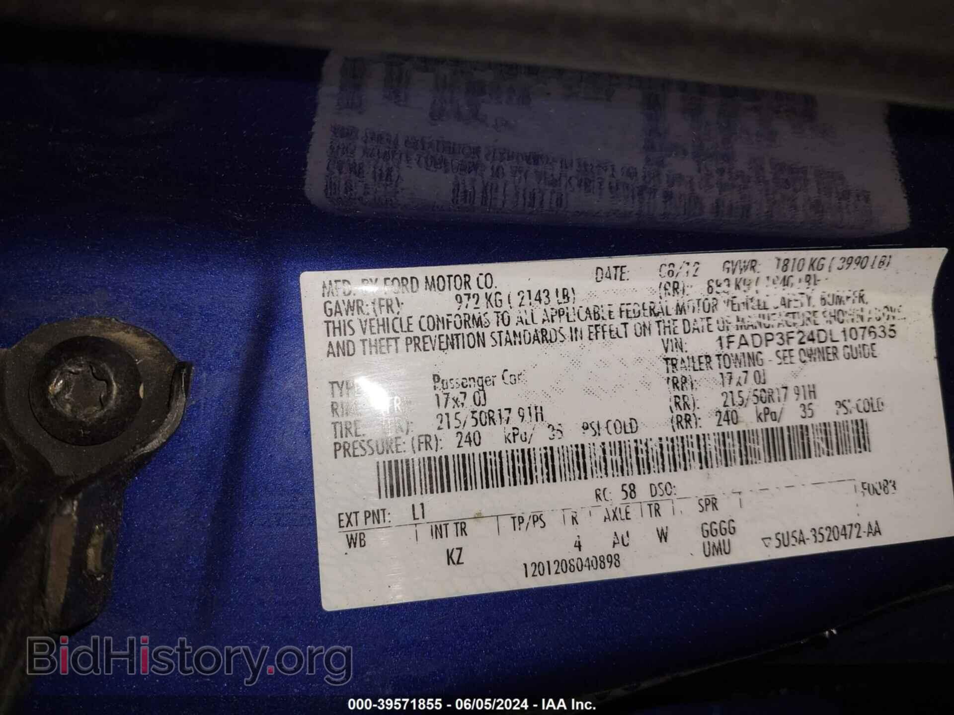 2013 FORD FOCUS - VIN: 1FADP3F24DL107635 - Фото 9