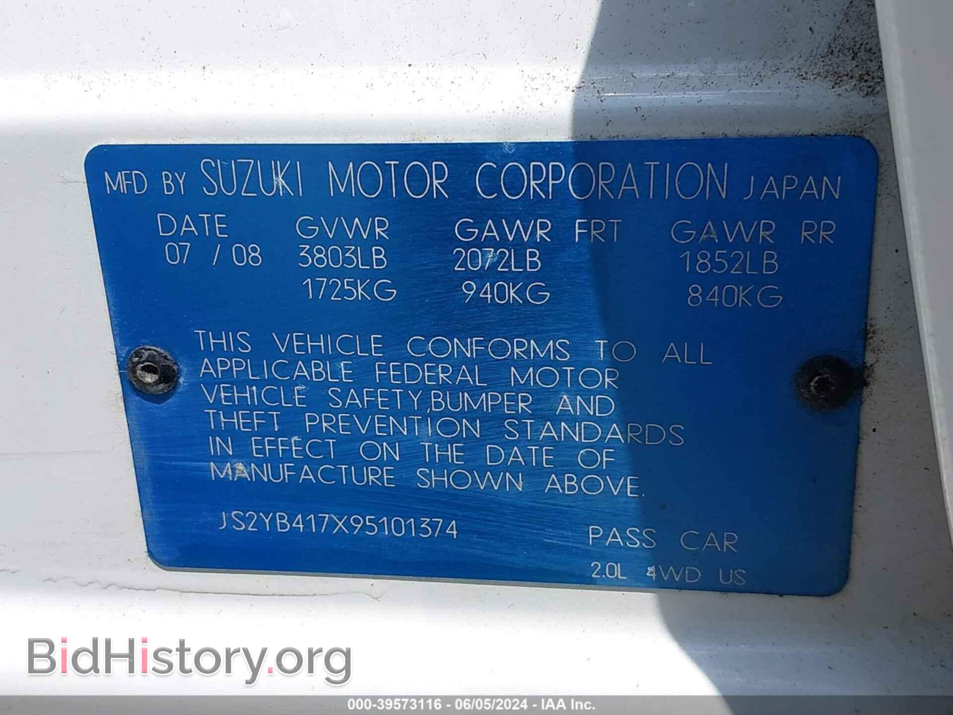 2009 SUZUKI SX4 - VIN: JS2YB417X95101374 - Photo 9