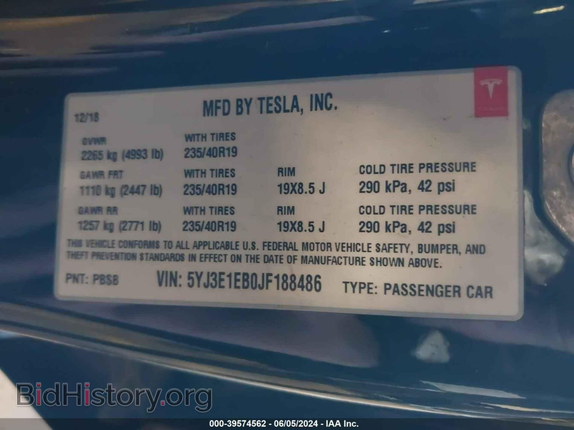 2018 TESLA MODEL 3 - VIN: 5YJ3E1EB0JF188486 - Photo 9