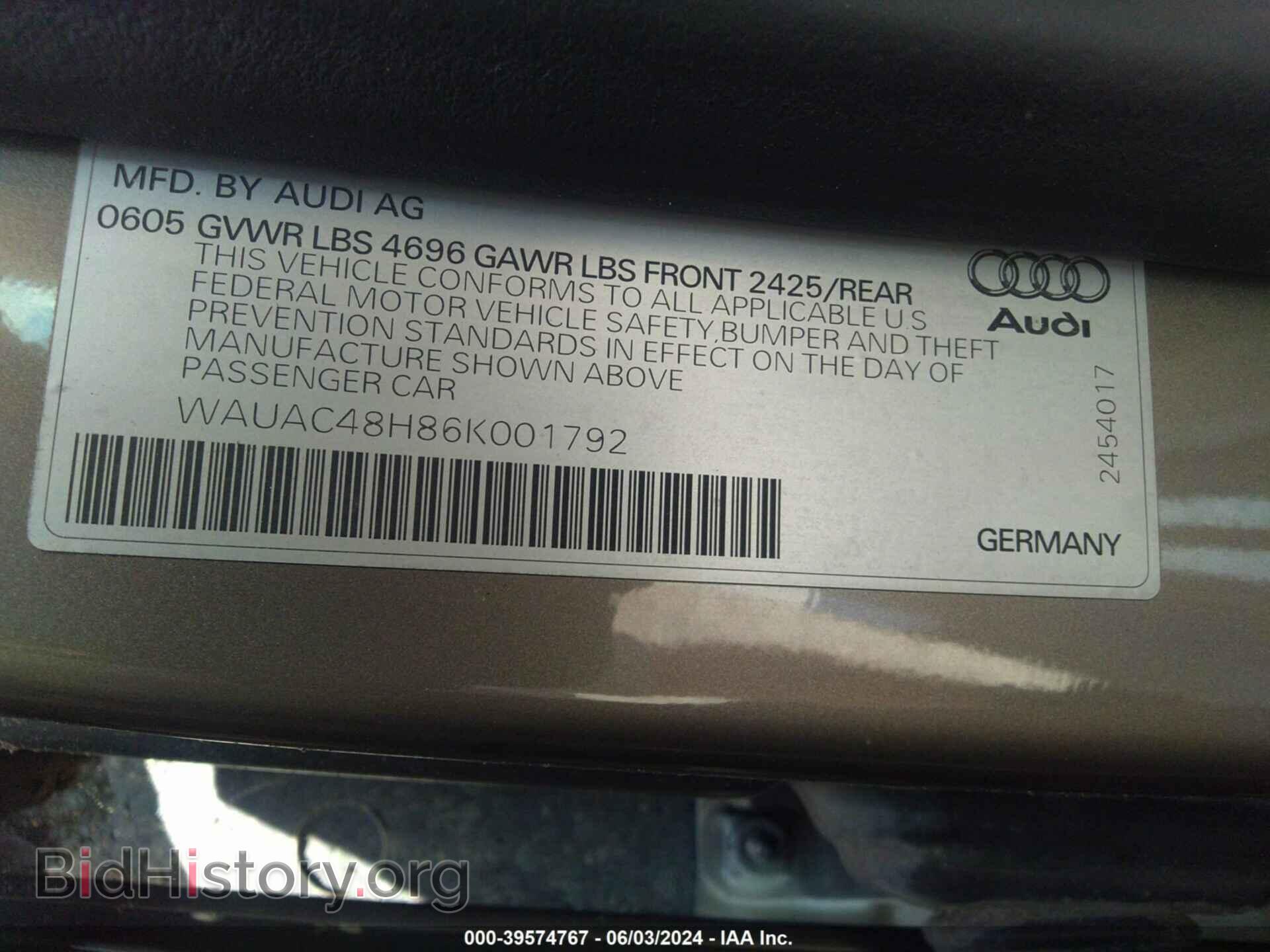 2006 AUDI A4 - VIN: WAUAC48H86K001792 - Фото 9