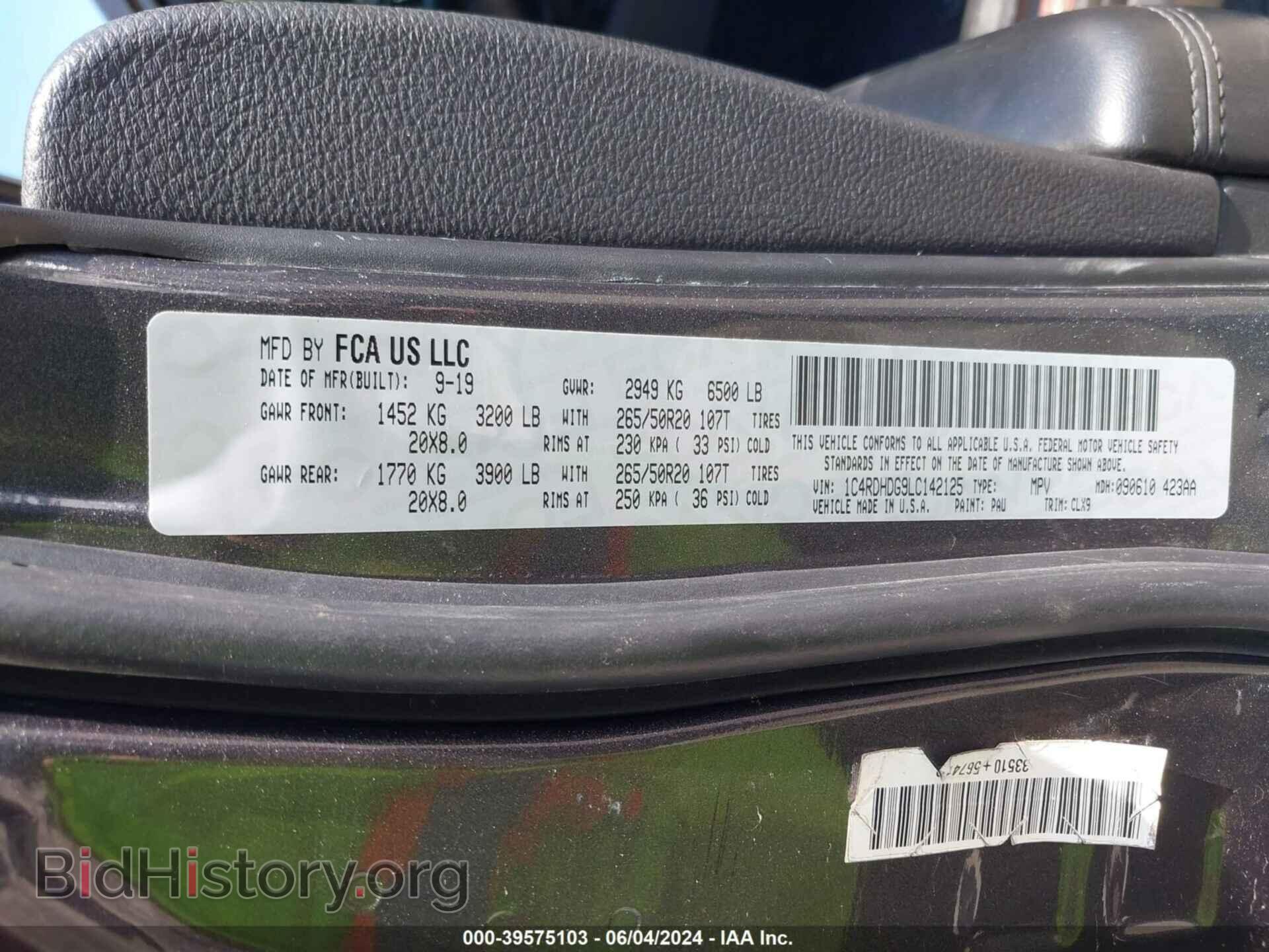 2020 DODGE DURANGO - VIN: 1C4RDHDG9LC142125 - Фото 9