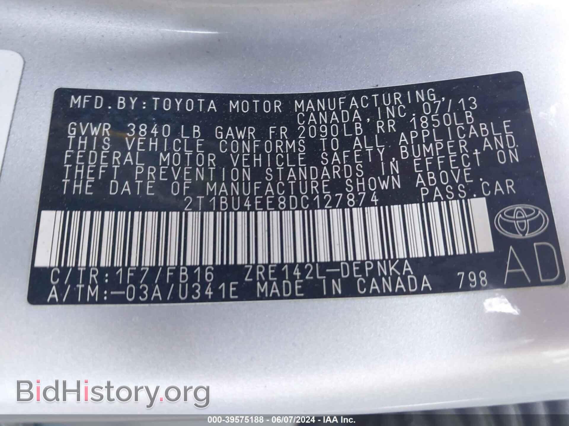 2013 TOYOTA COROLLA - VIN: 2T1BU4EE8DC127874 - Фото 9