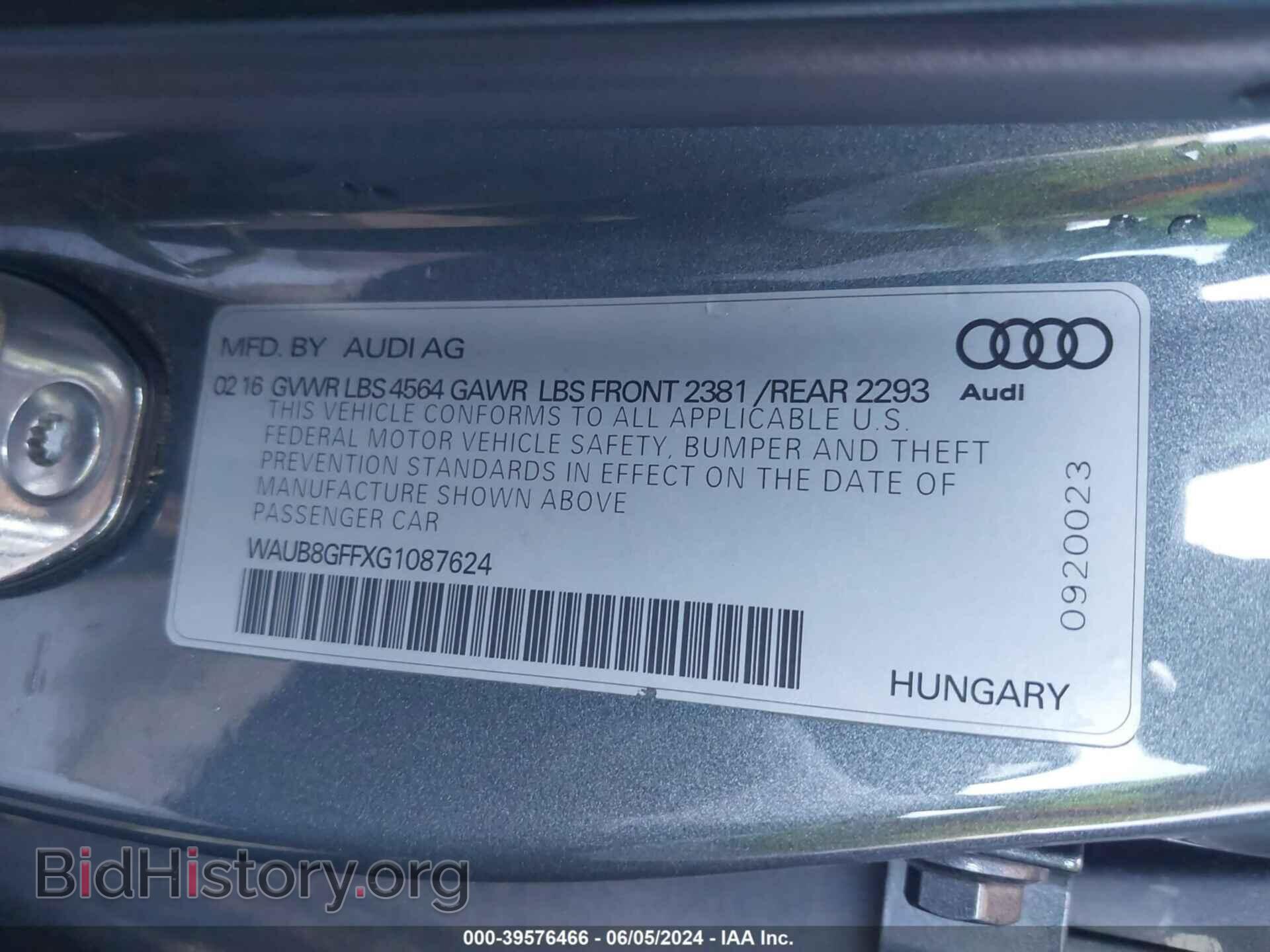 2016 AUDI A3 - VIN: WAUB8GFFXG1087624 - Фото 9