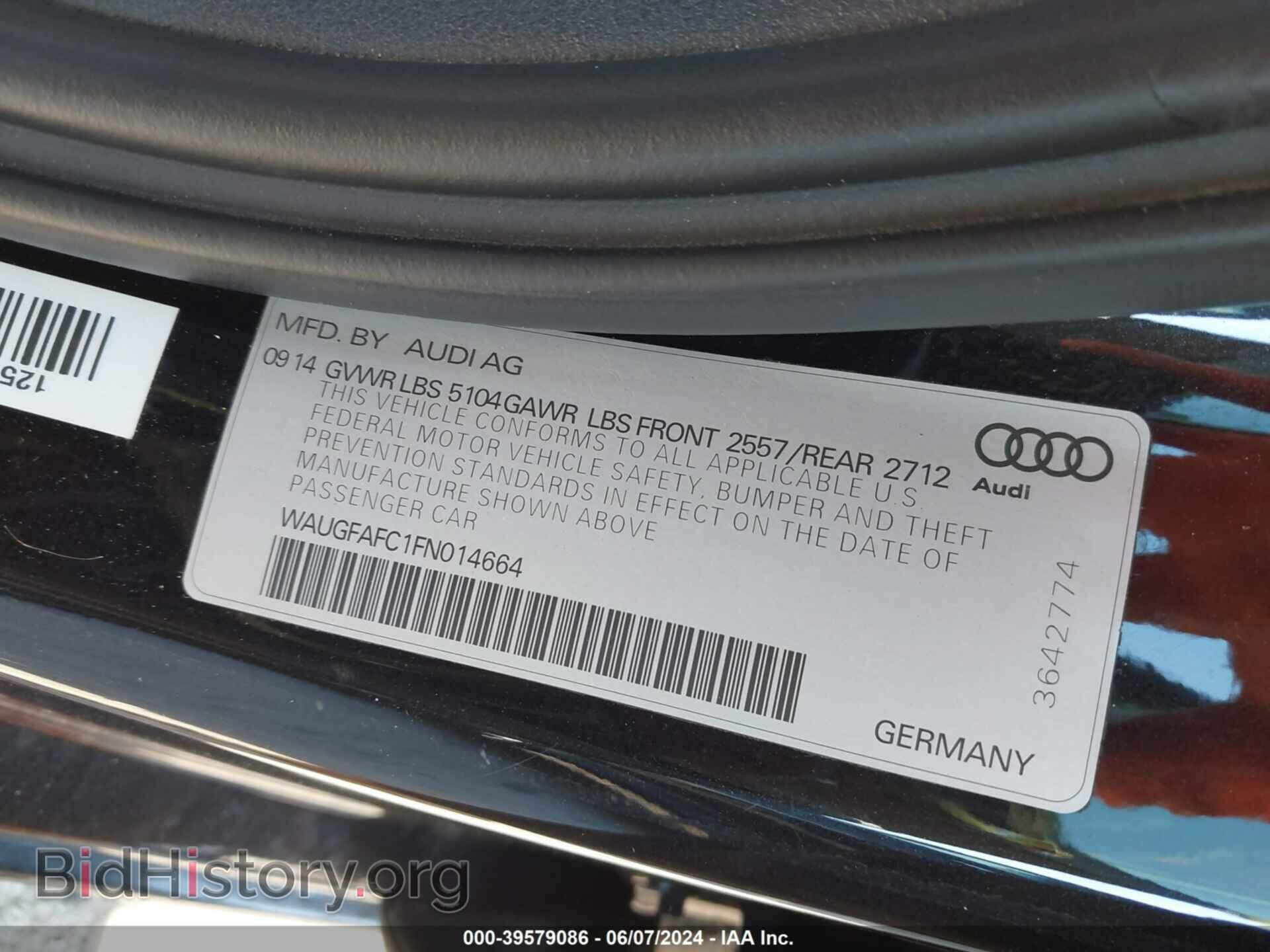2015 AUDI A6 - VIN: WAUGFAFC1FN014664 - Фото 9