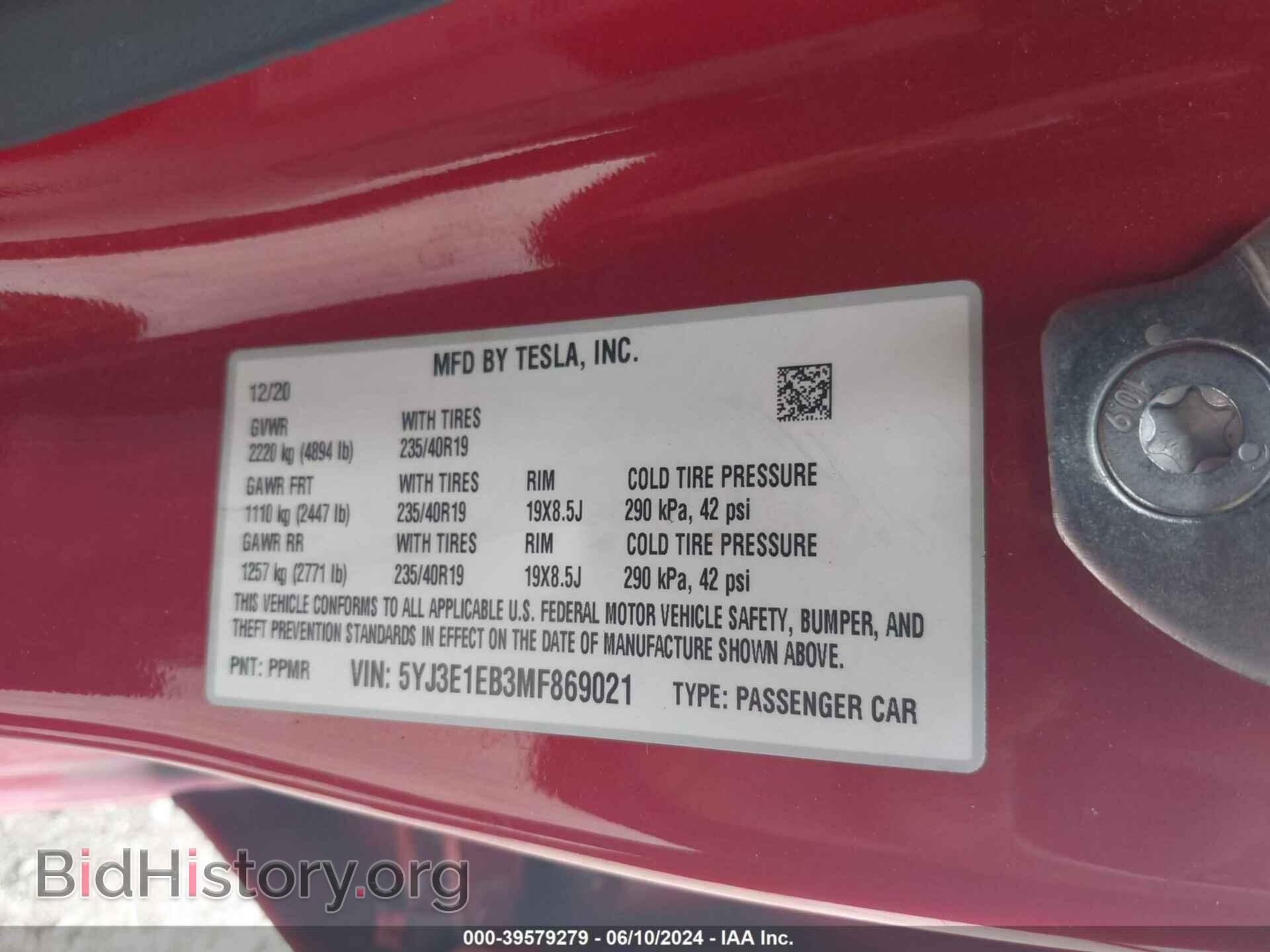 2021 TESLA MODEL 3 - VIN: 5YJ3E1EB3MF869021 - Photo 9