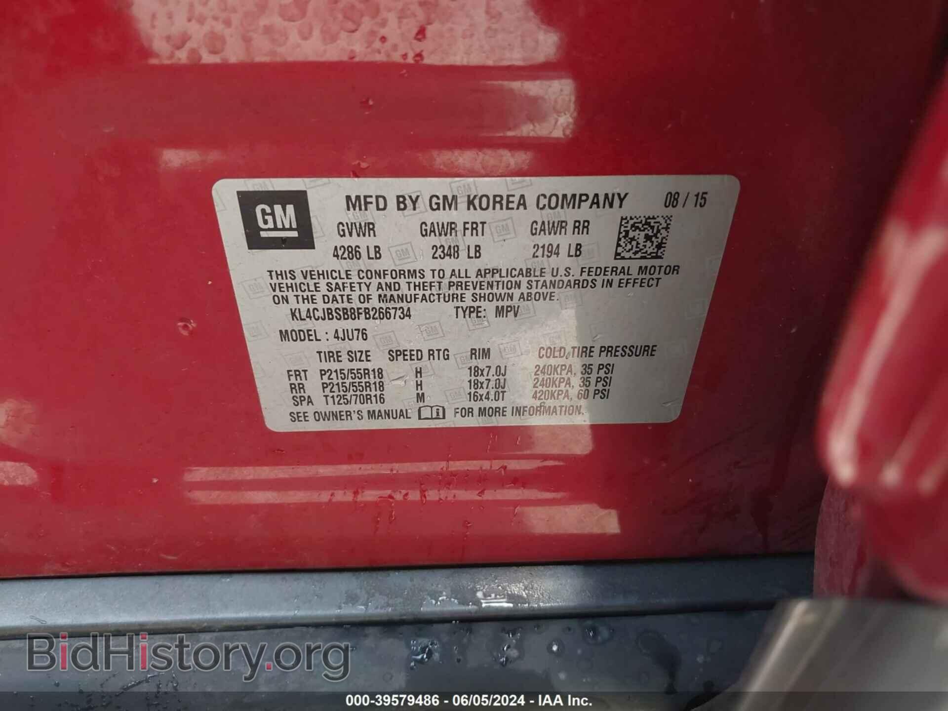 2015 BUICK ENCORE - VIN: KL4CJBSB8FB266734 - Photo 9