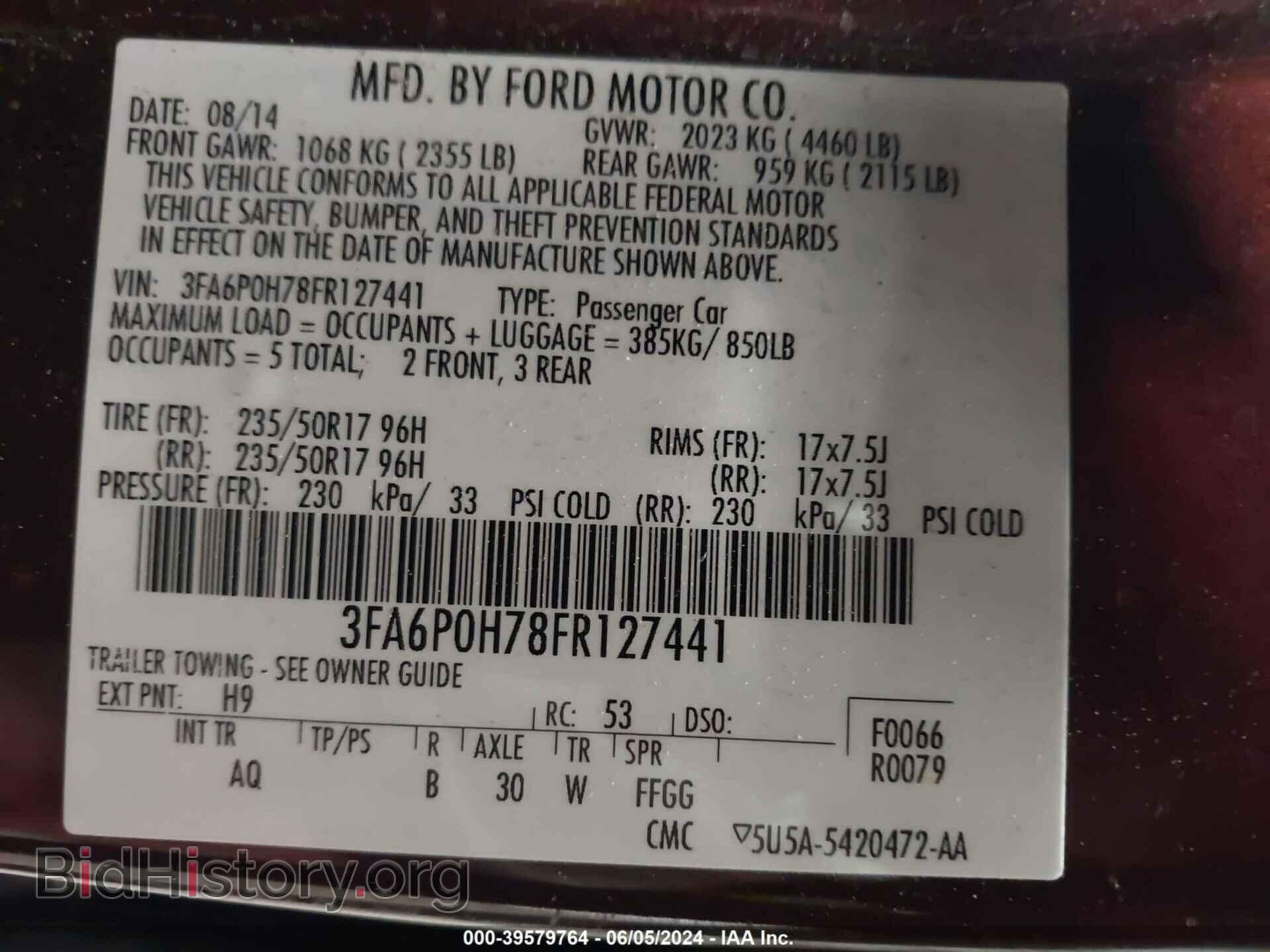 2015 FORD FUSION - VIN: 3FA6P0H78FR127441 - Фото 9