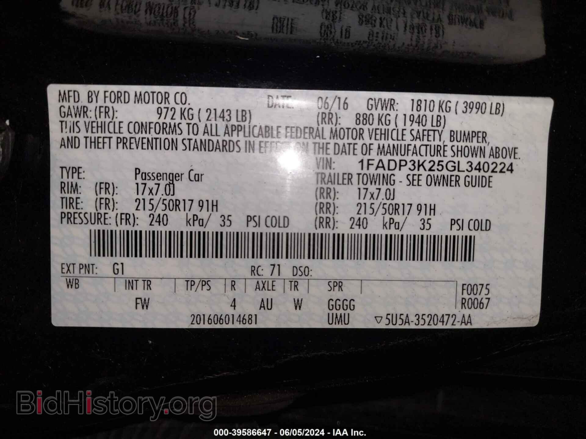 2016 FORD FOCUS - VIN: 1FADP3K25GL340224 - Фото 9