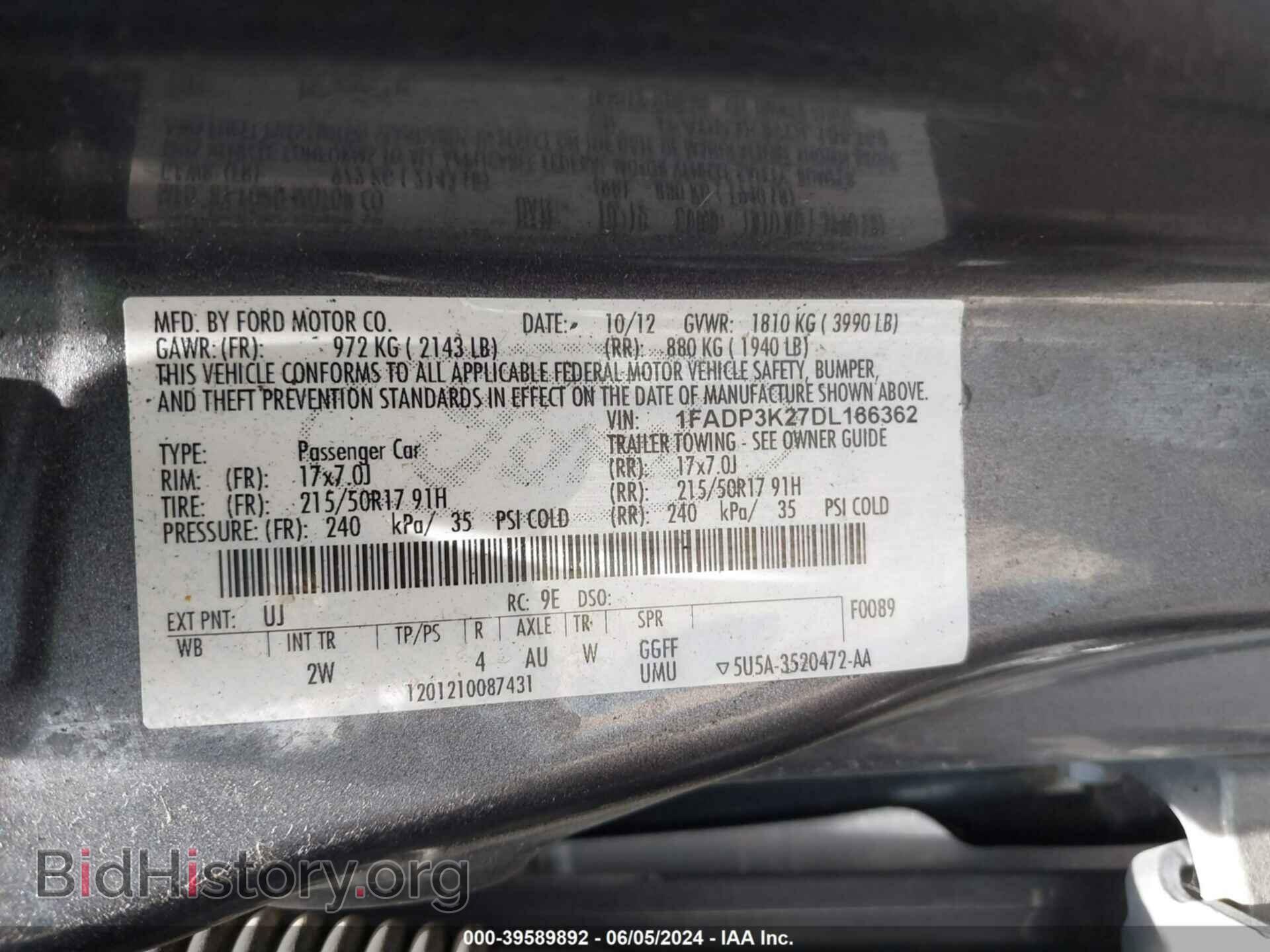 2013 FORD FOCUS - VIN: 1FADP3K27DL166362 - Photo 9