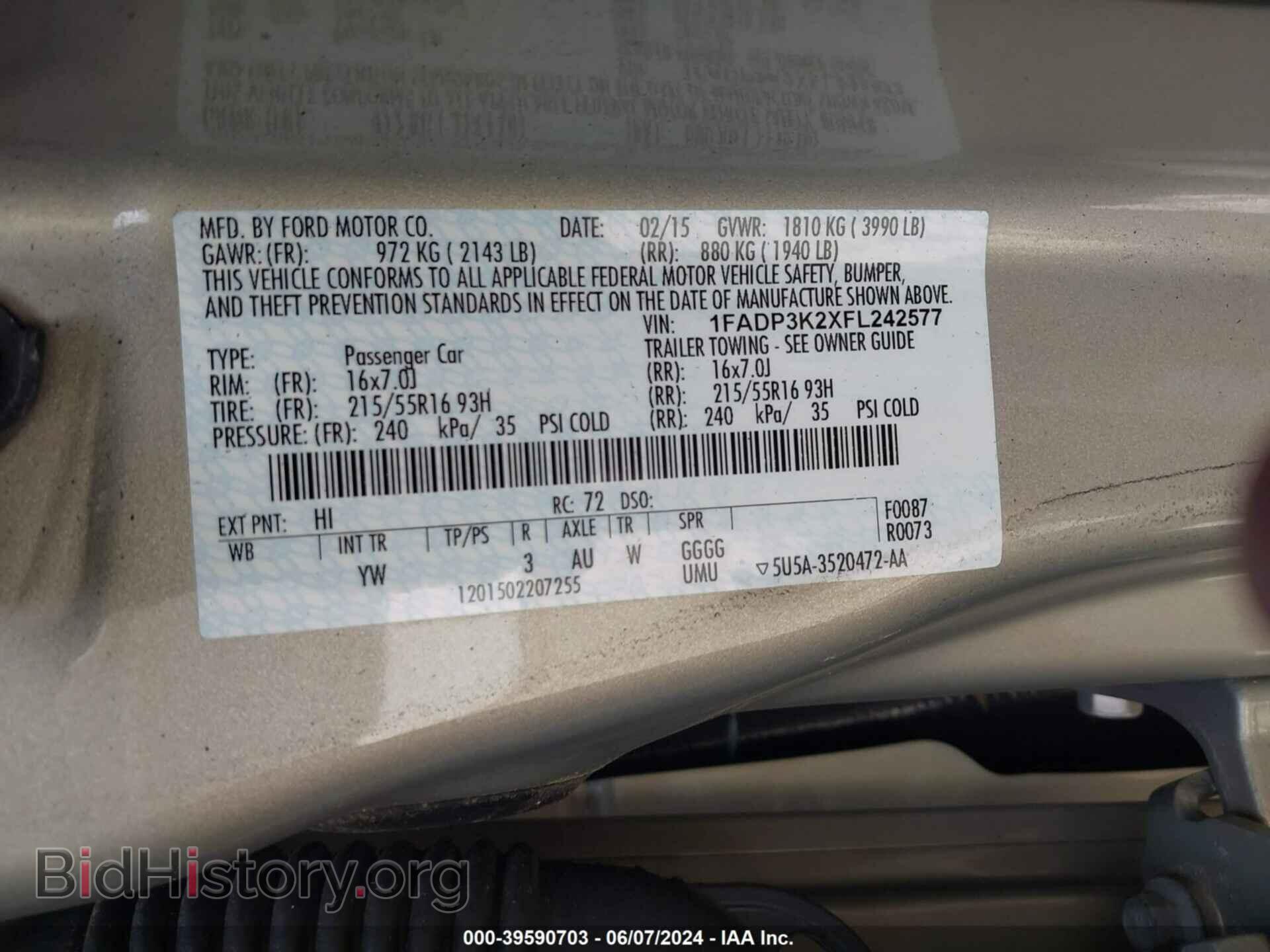 2015 FORD FOCUS - VIN: 1FADP3K2XFL242577 - Фото 9
