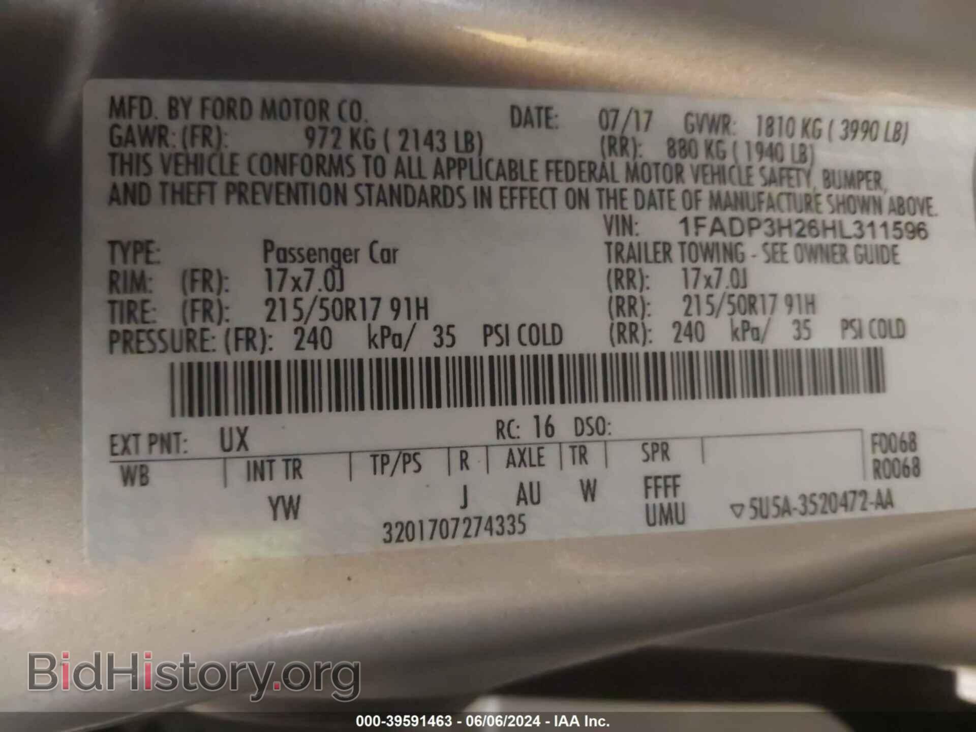 2017 FORD FOCUS - VIN: 1FADP3H26HL311596 - Фото 9