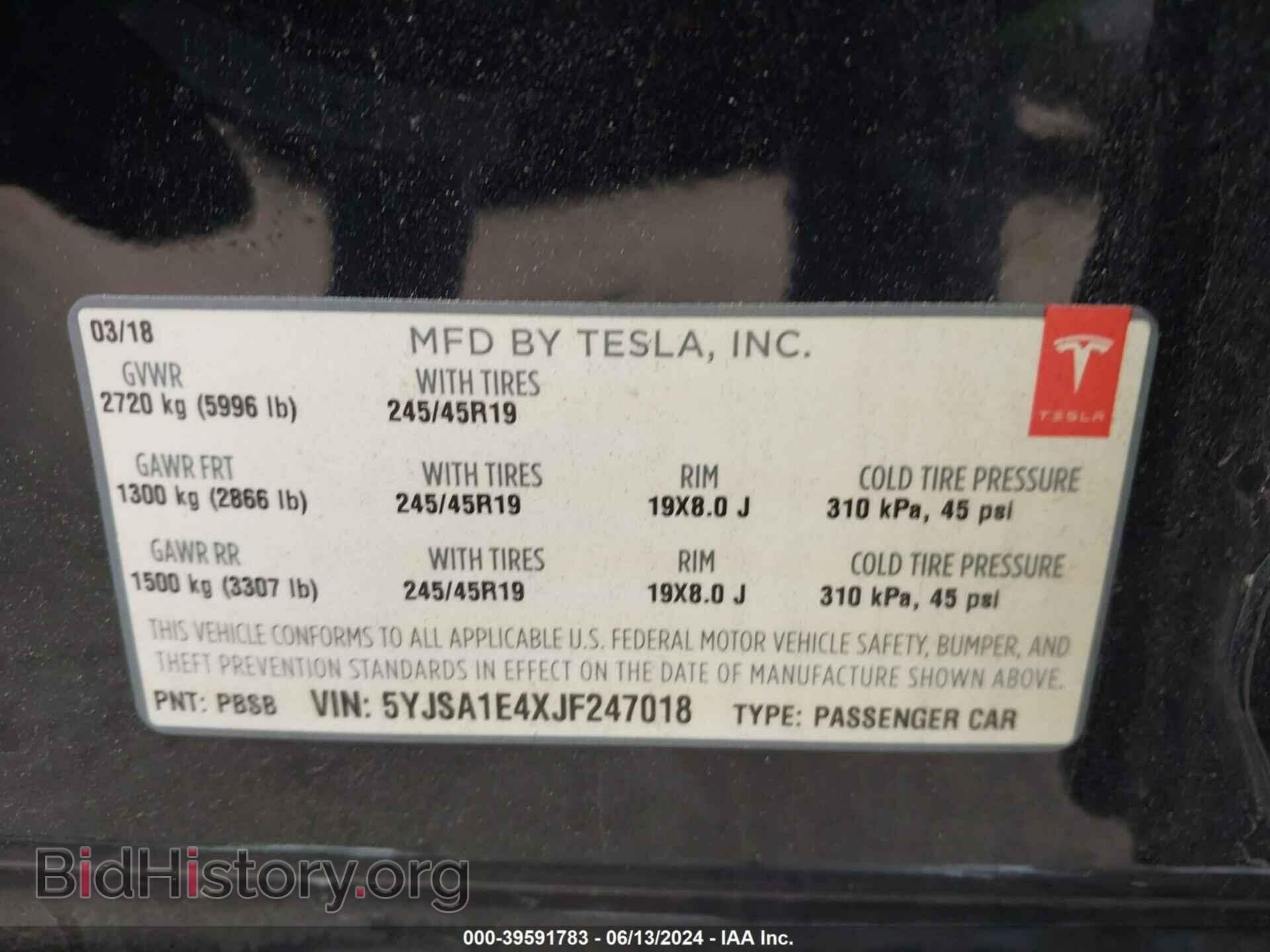 2018 TESLA MODEL S - VIN: 5YJSA1E4XJF247018 - Photo 9