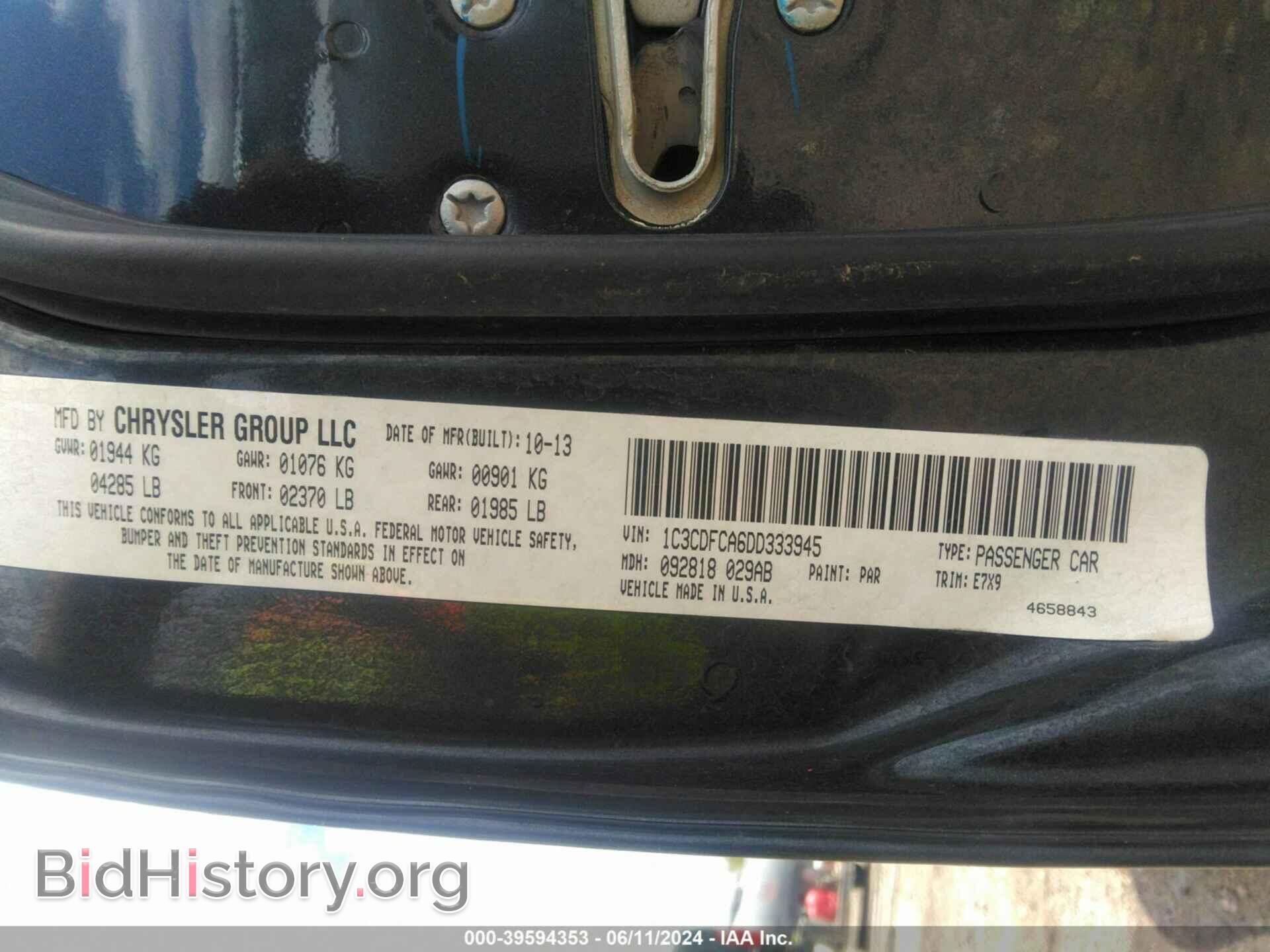 2013 DODGE DART - VIN: 1C3CDFCA6DD333945 - Photo 9