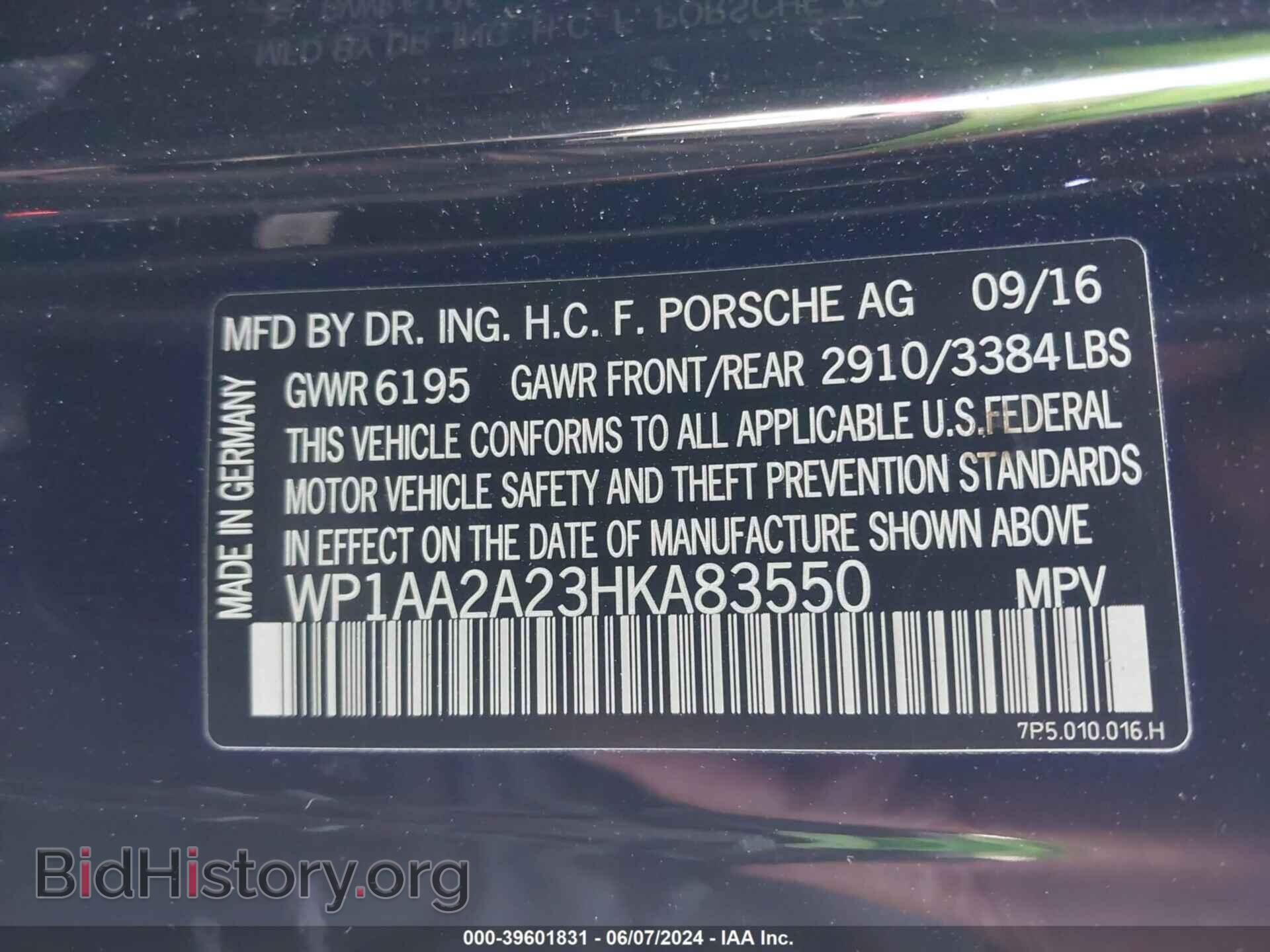 2017 PORSCHE CAYENNE - VIN: WP1AA2A23HKA83550 - Фото 9