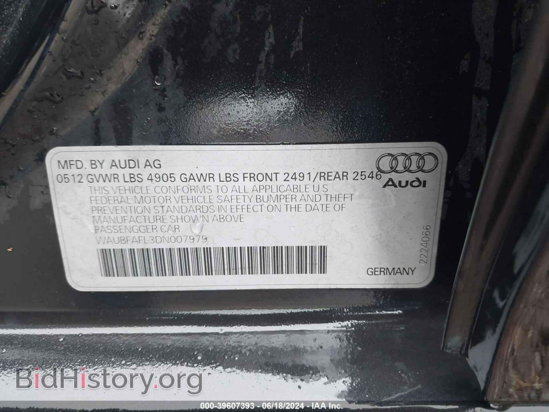 2013 AUDI A4 - VIN: WAUBFAFL3DN007979 - Фото 9