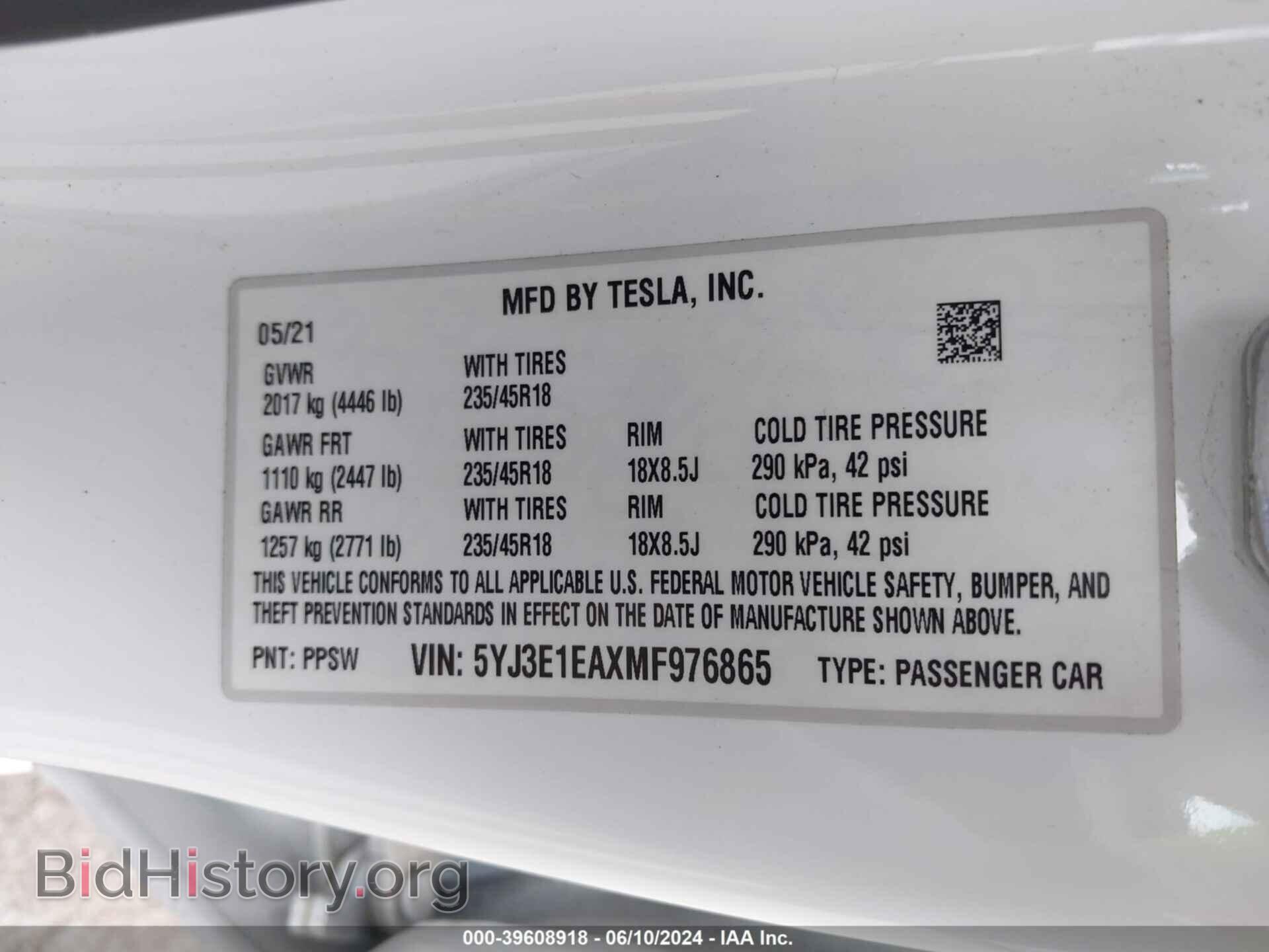 2021 TESLA MODEL 3 - VIN: 5YJ3E1EAXMF976865 - Photo 9