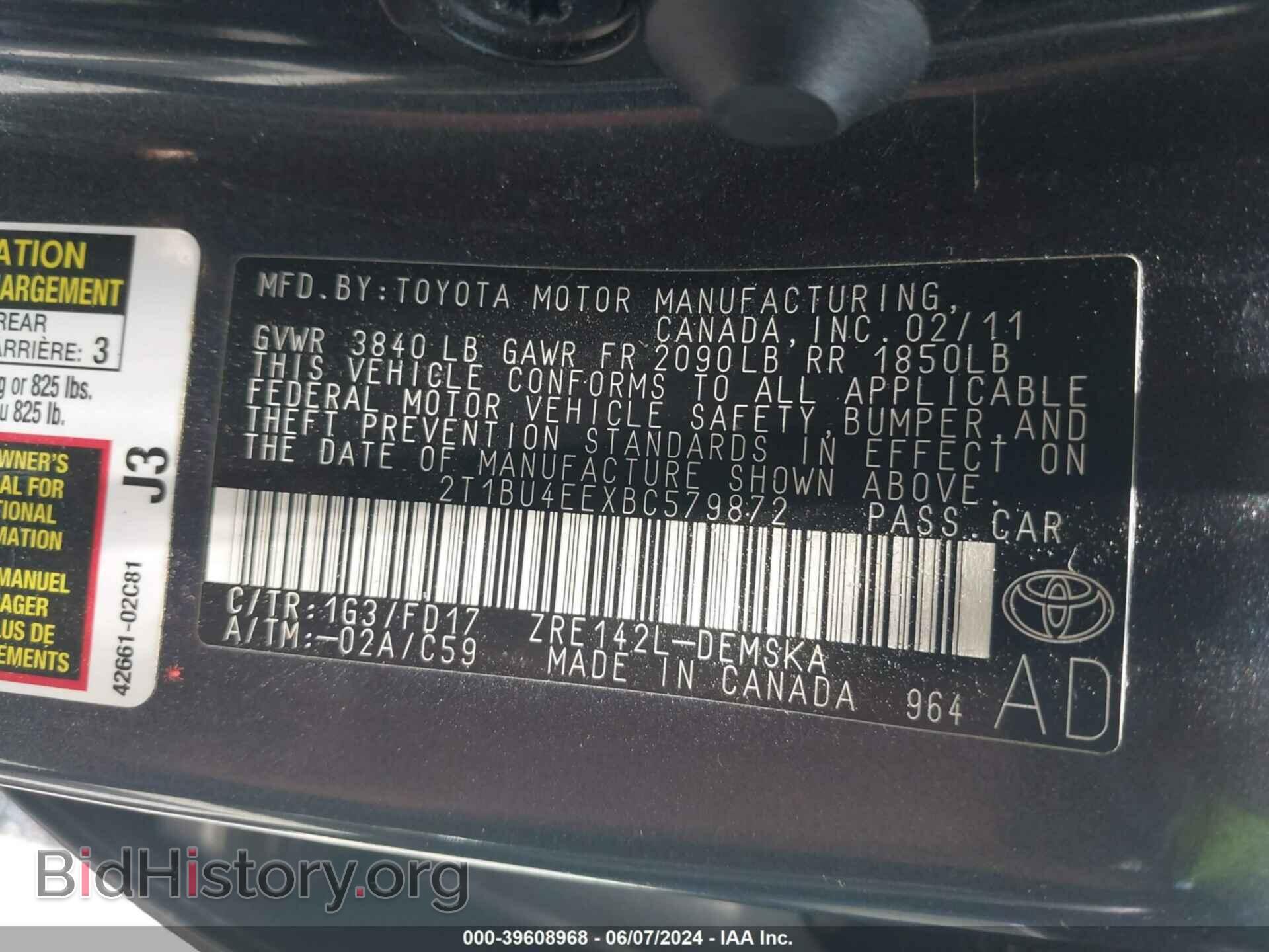 2011 TOYOTA COROLLA - VIN: 2T1BU4EEXBC579872 - Фото 9