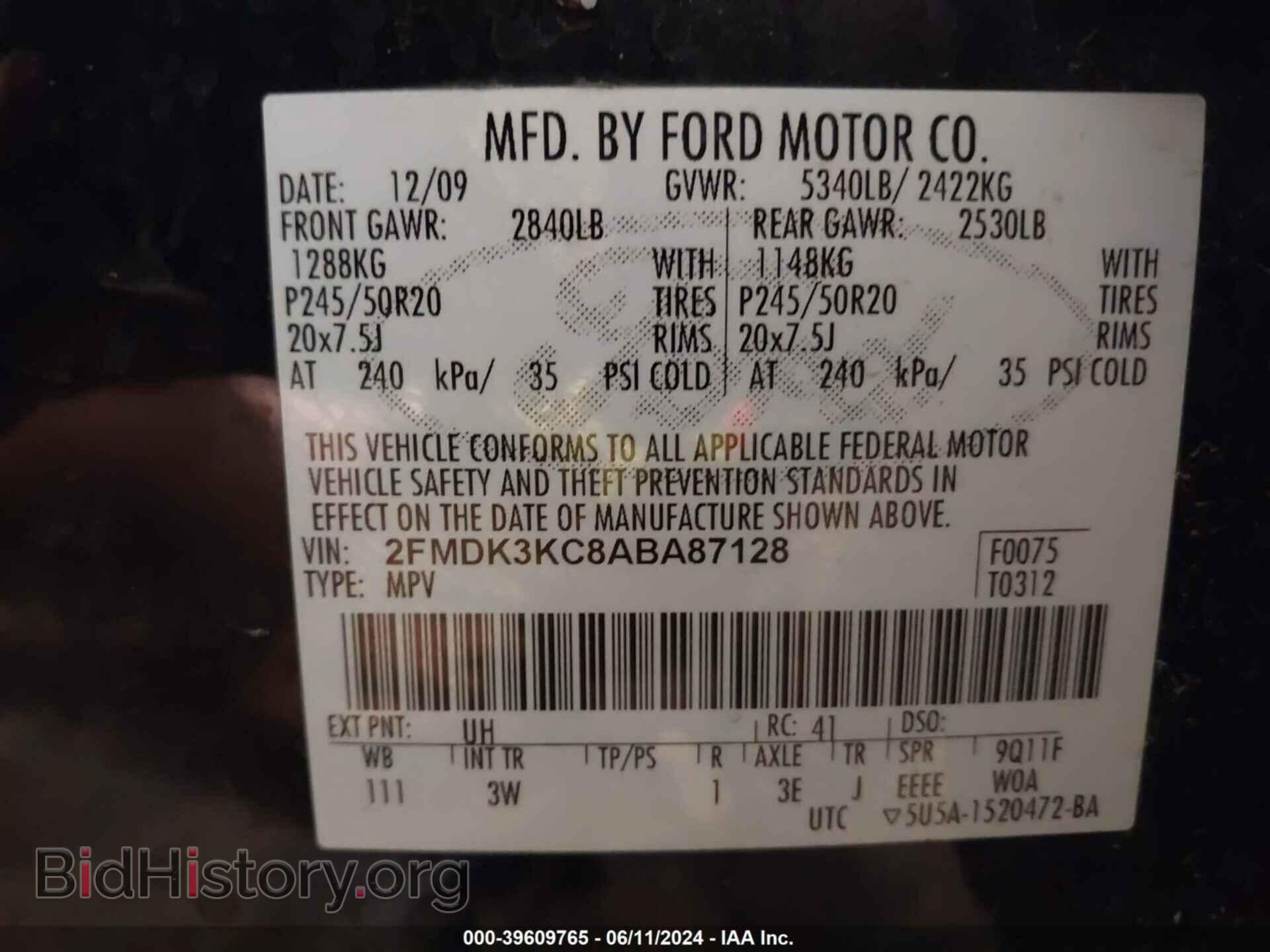 2010 FORD EDGE - VIN: 2FMDK3KC8ABA87128 - Photo 9